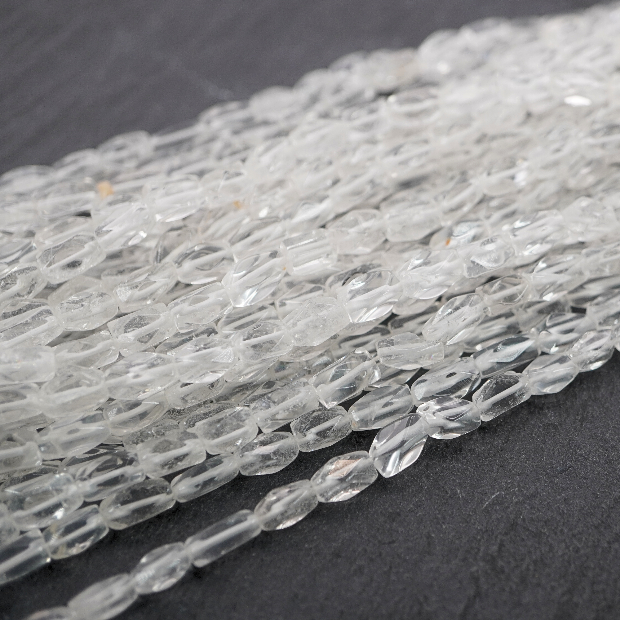 Crystal Quartz Faceted Rectangle Shape Gemstone Strand Beads
