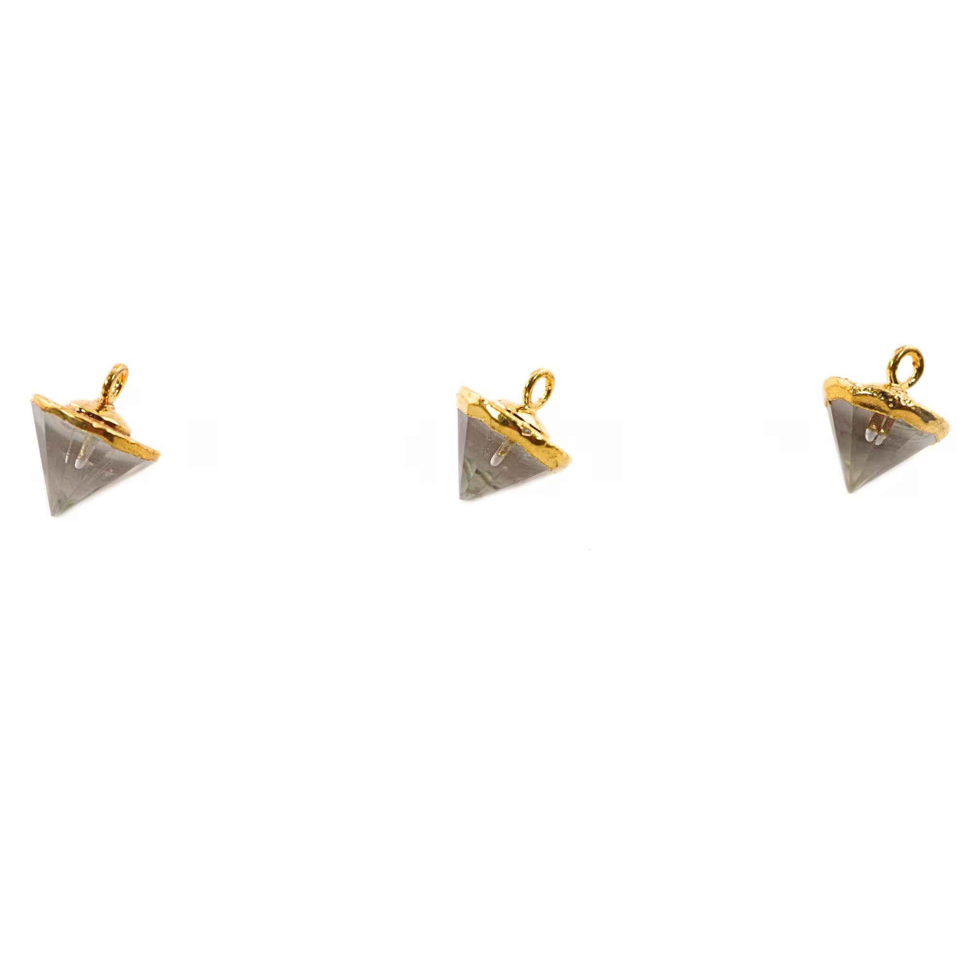 Crystal Quartz Pointed Cone Shape Gemstone Gold Electroplated Charm Pendant