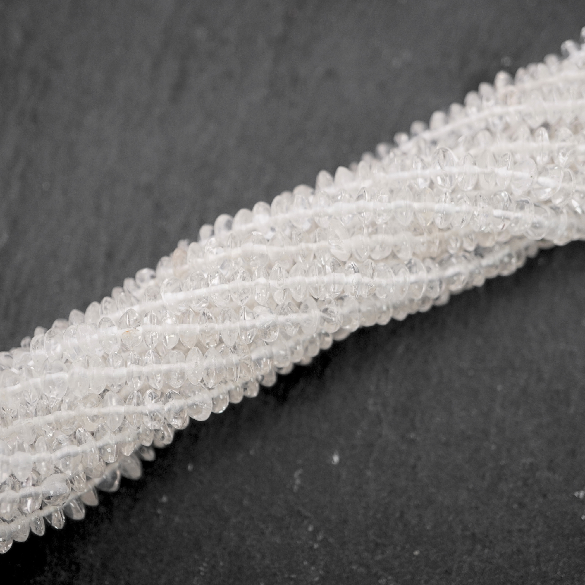 Crystal Quartz Smooth Rondelle Shape Gemstone Strand Beads