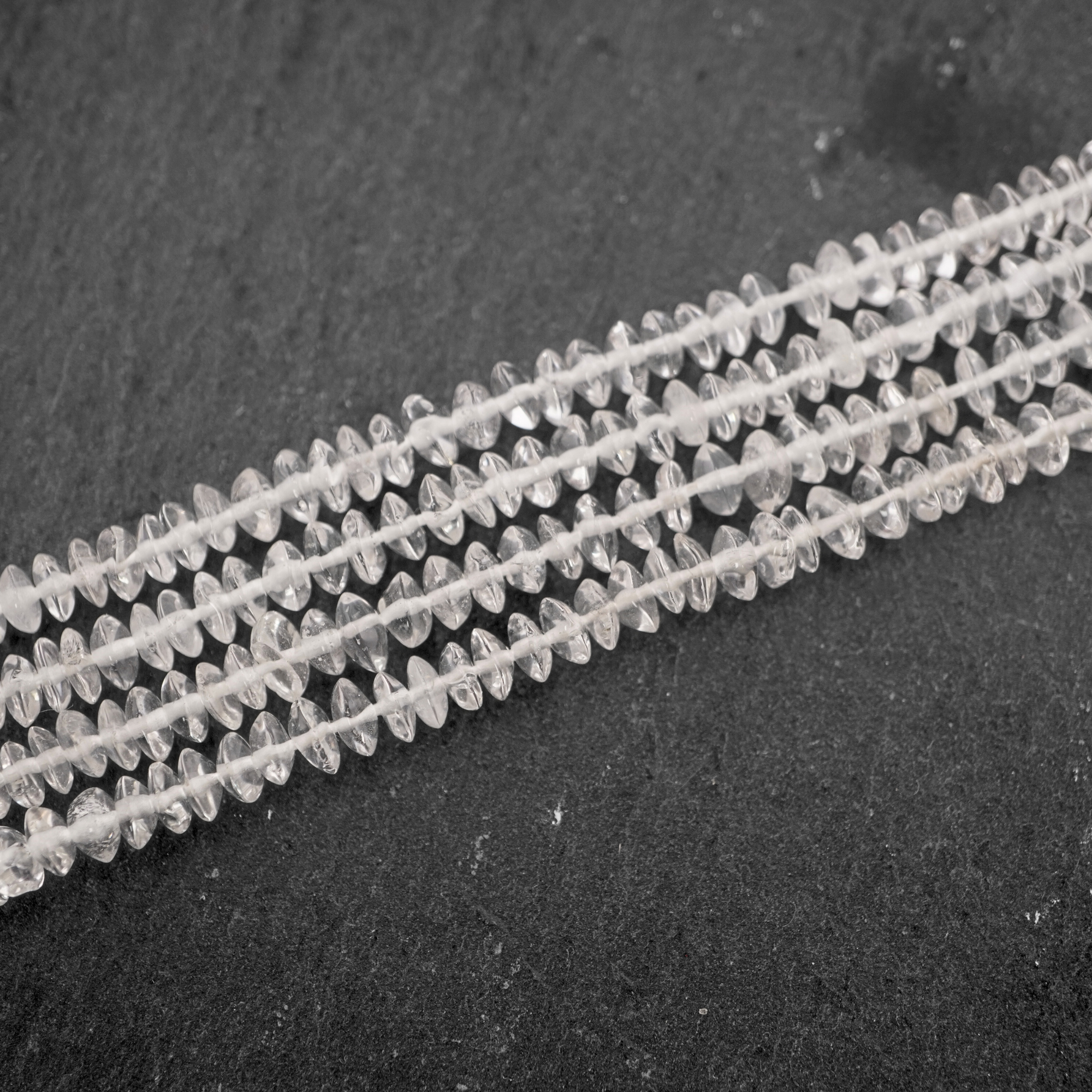 Crystal Quartz Smooth Rondelle Shape Gemstone Strand Beads