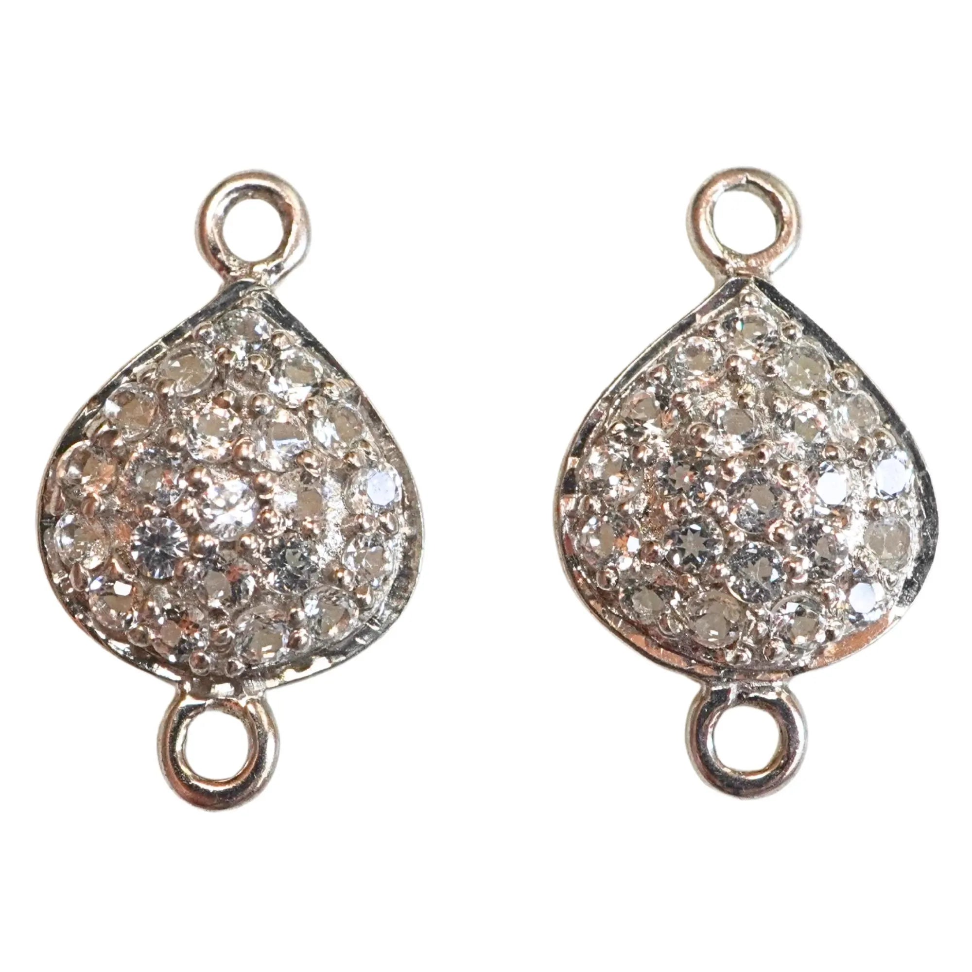Cubic Zircon Micro Pave Pear Shape Sterling Silver Charm Connector