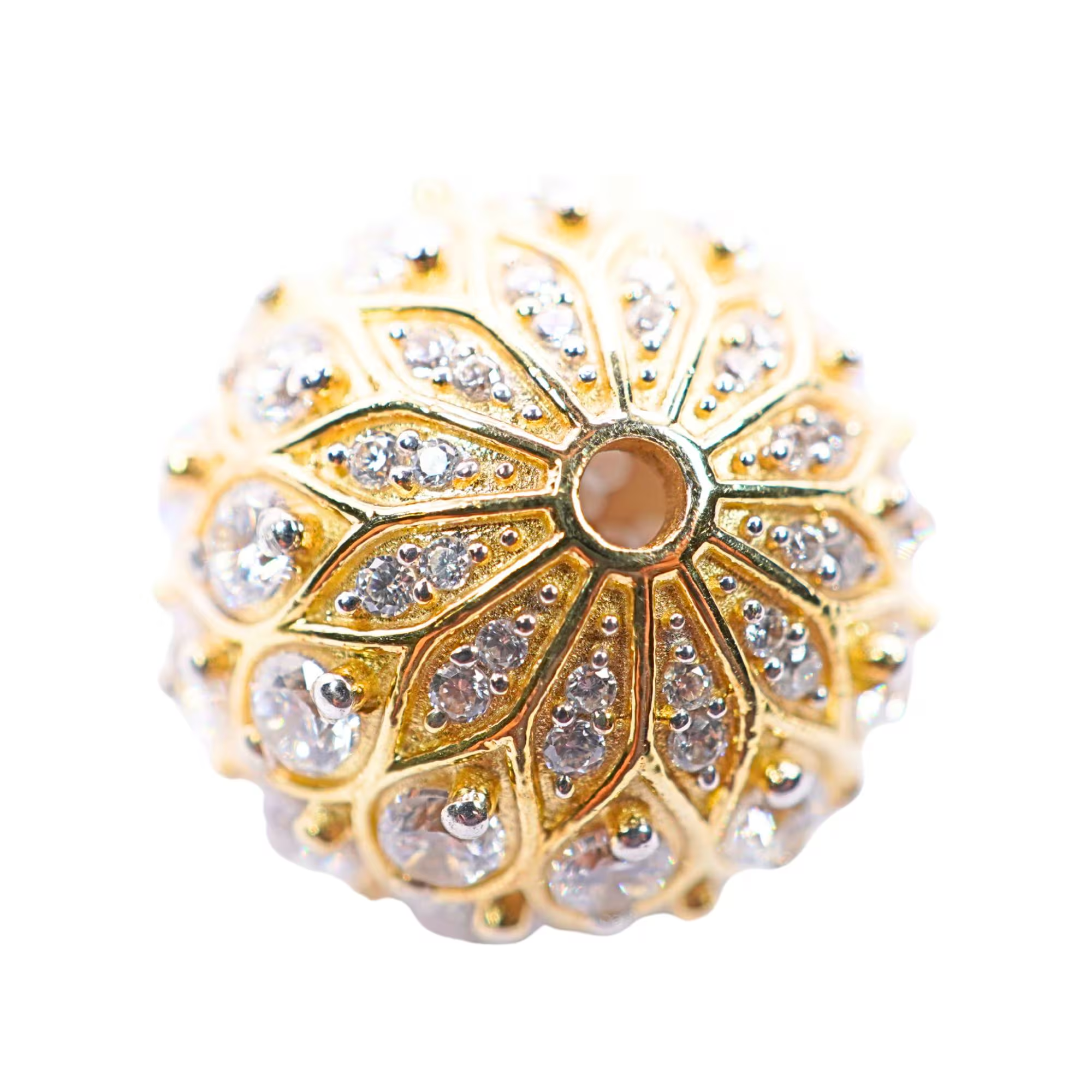 Cubic Zircon Micro Pave Round Spacer Beads Findings Sterling Sliver Gold Plated