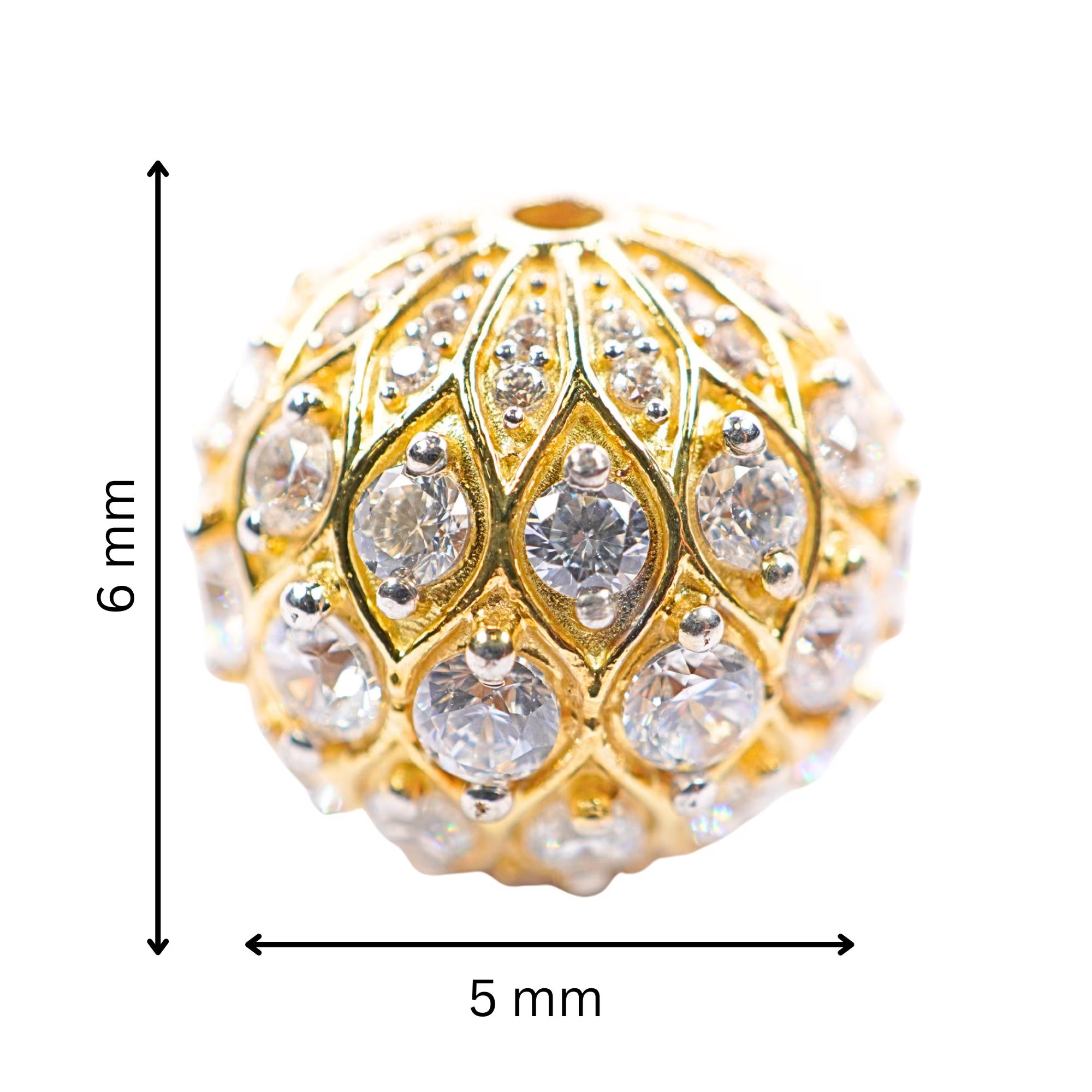 Cubic Zircon Micro Pave Round Spacer Beads Findings Sterling Sliver Gold Plated