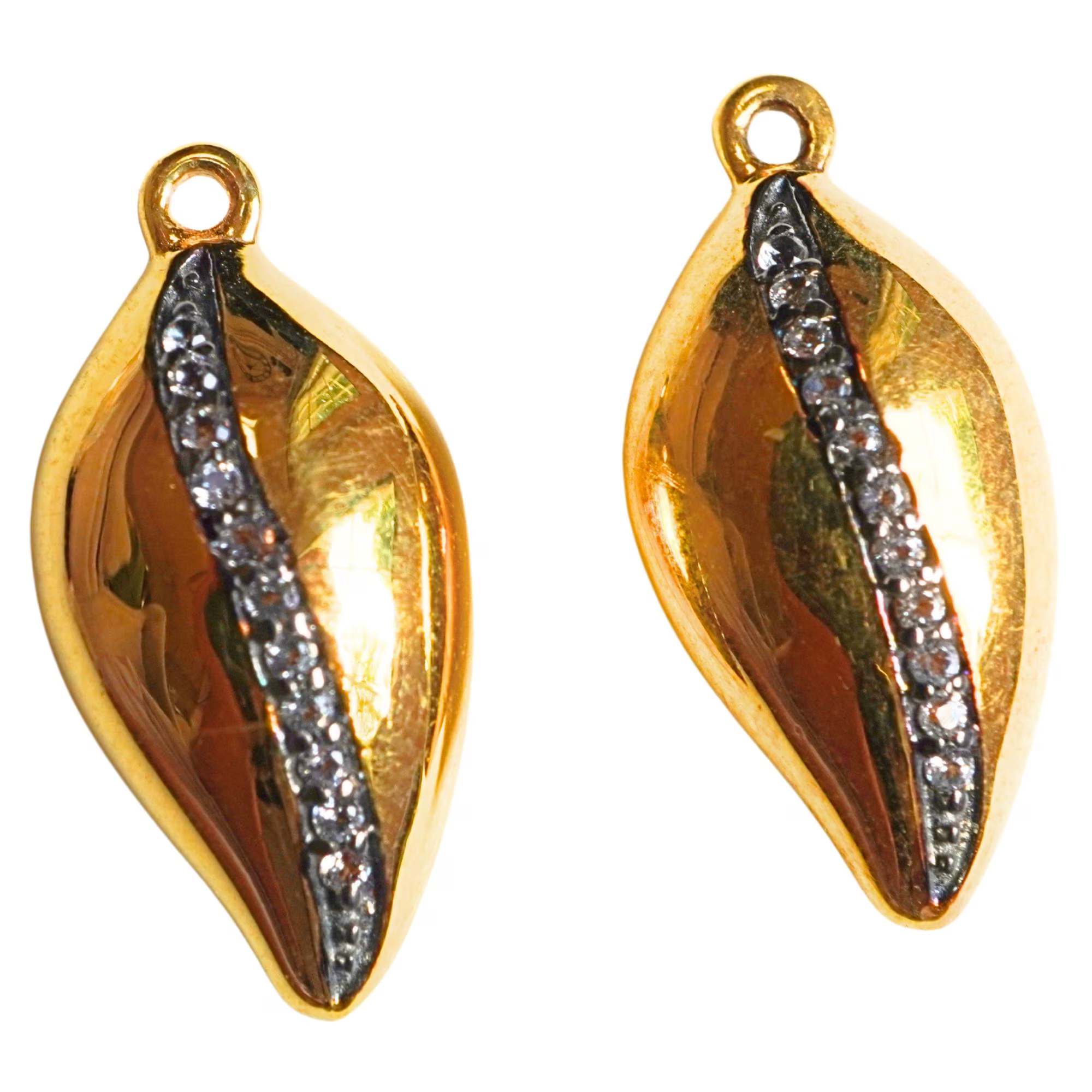 Cubic Zirconia Cowrie Shell Sterling Silver Gold Plated Charm Pendant