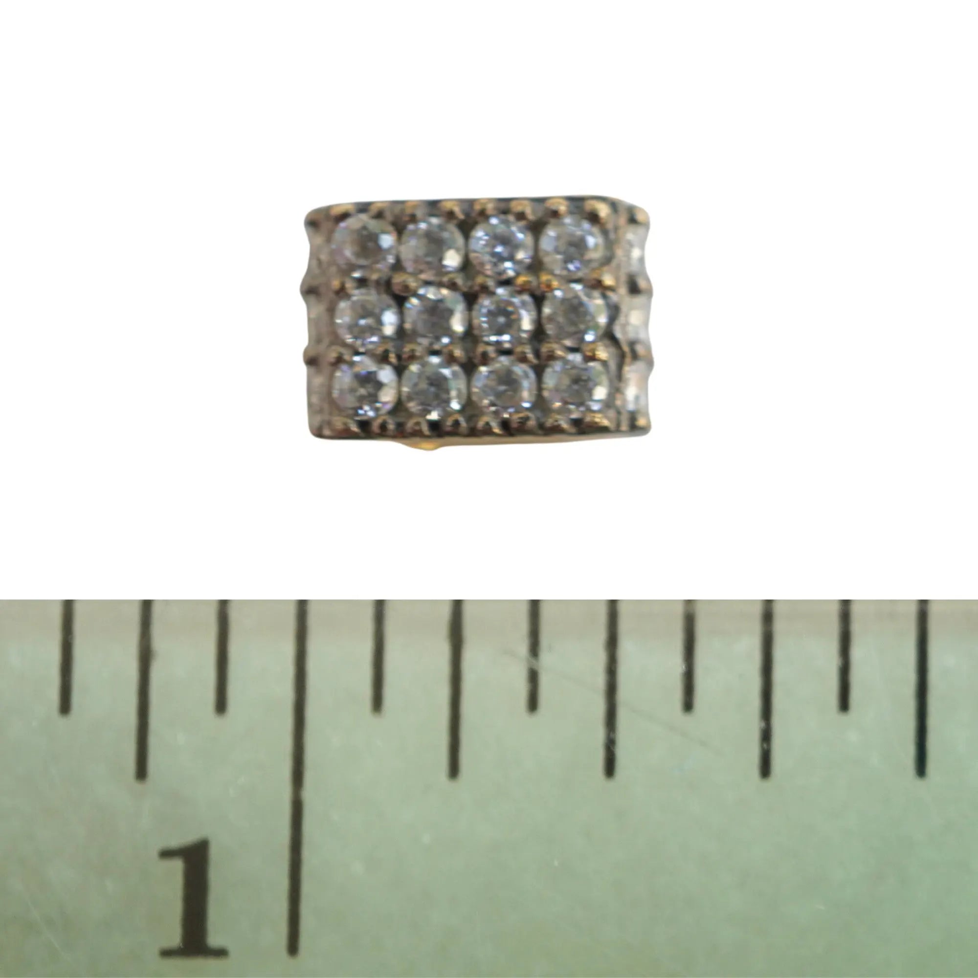 Cubic Zirconia Micro Pave Cube Spacer Beads Gold Plated Sterling Silver