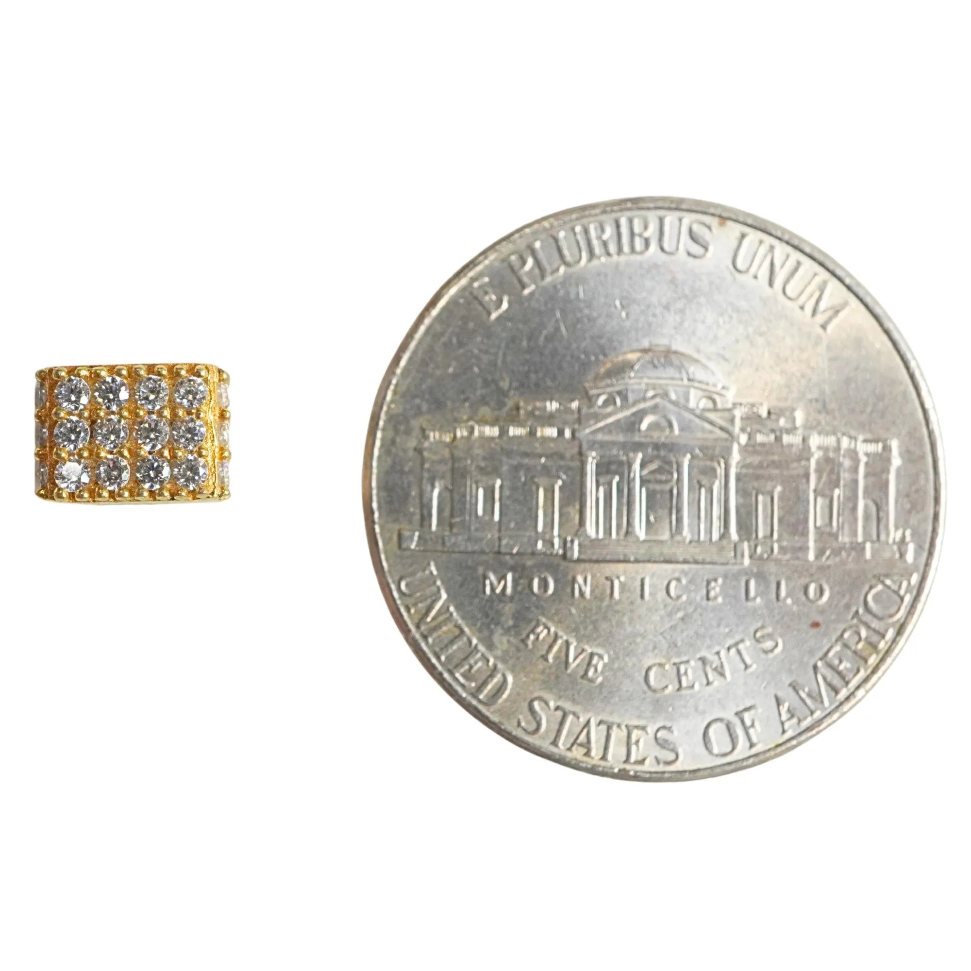 Cubic Zirconia Micro Pave Cube Spacer Beads Gold Plated Sterling Silver