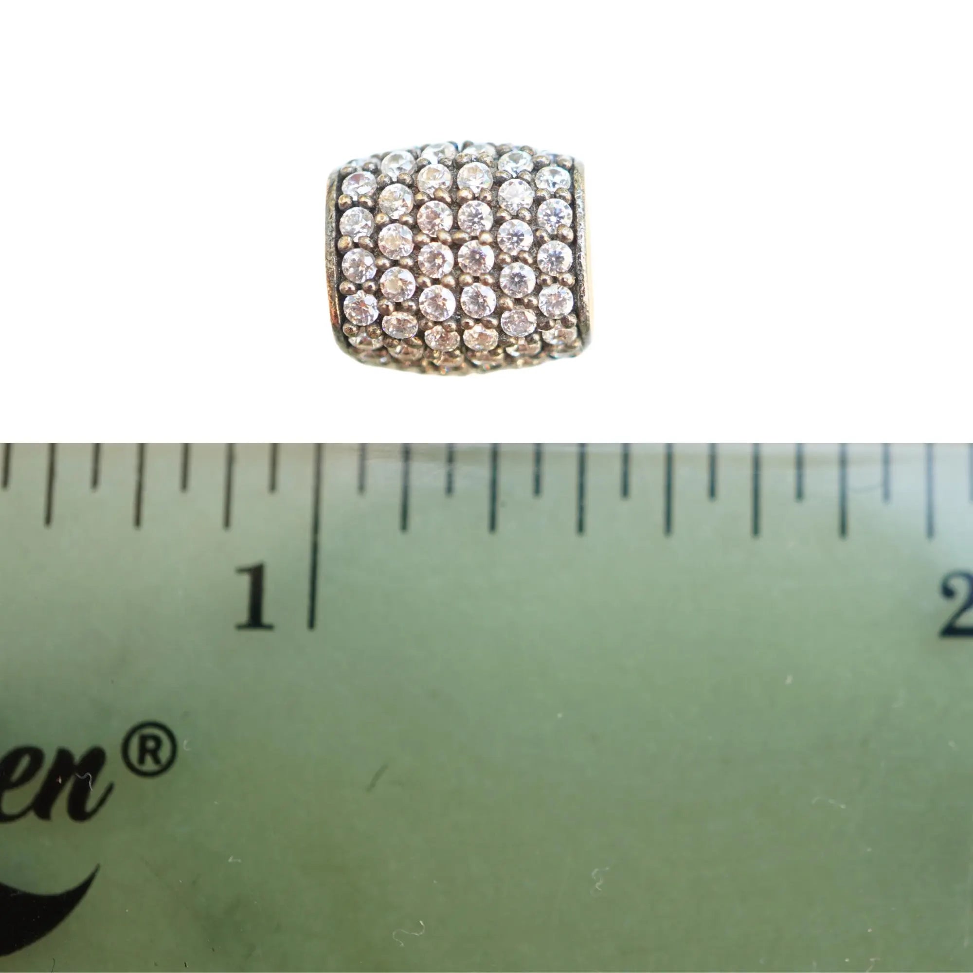 Cubic Zirconia Micro Pave Gold Plated Sterling Silver Spacer Bead