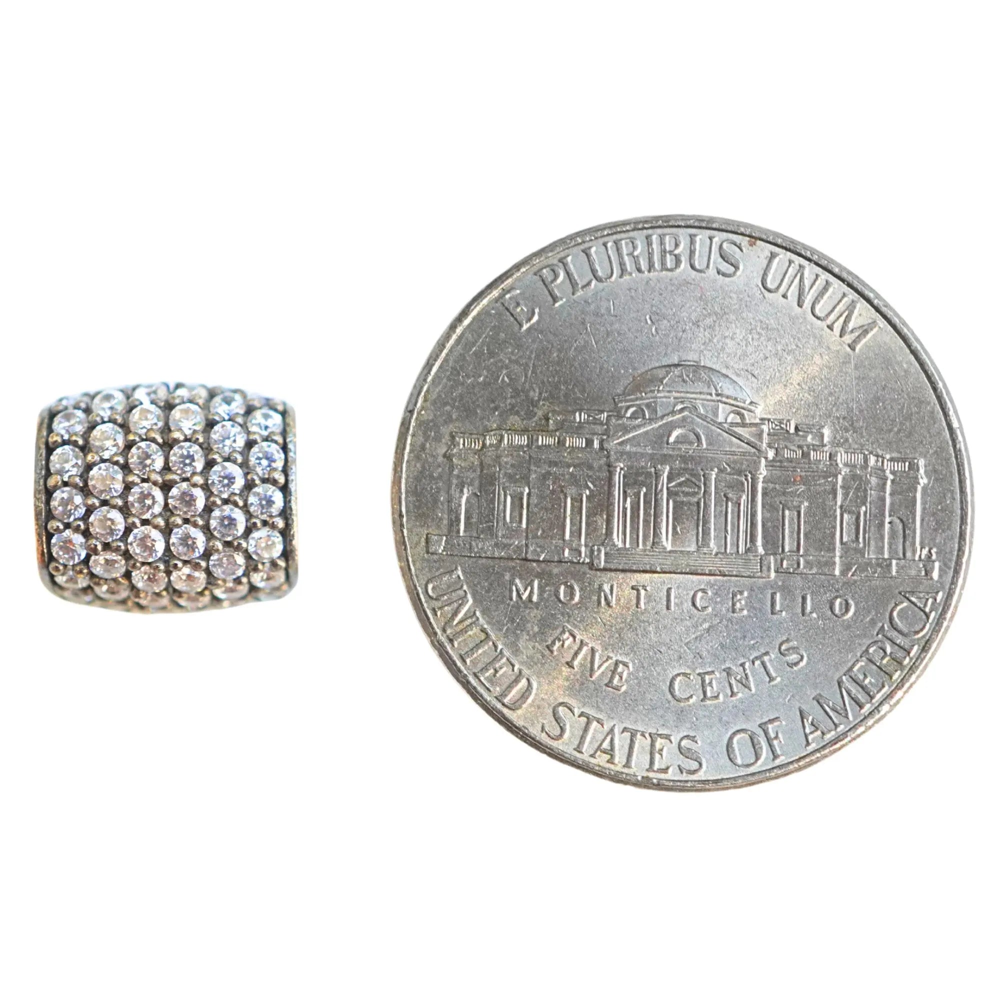 Cubic Zirconia Micro Pave Gold Plated Sterling Silver Spacer Bead