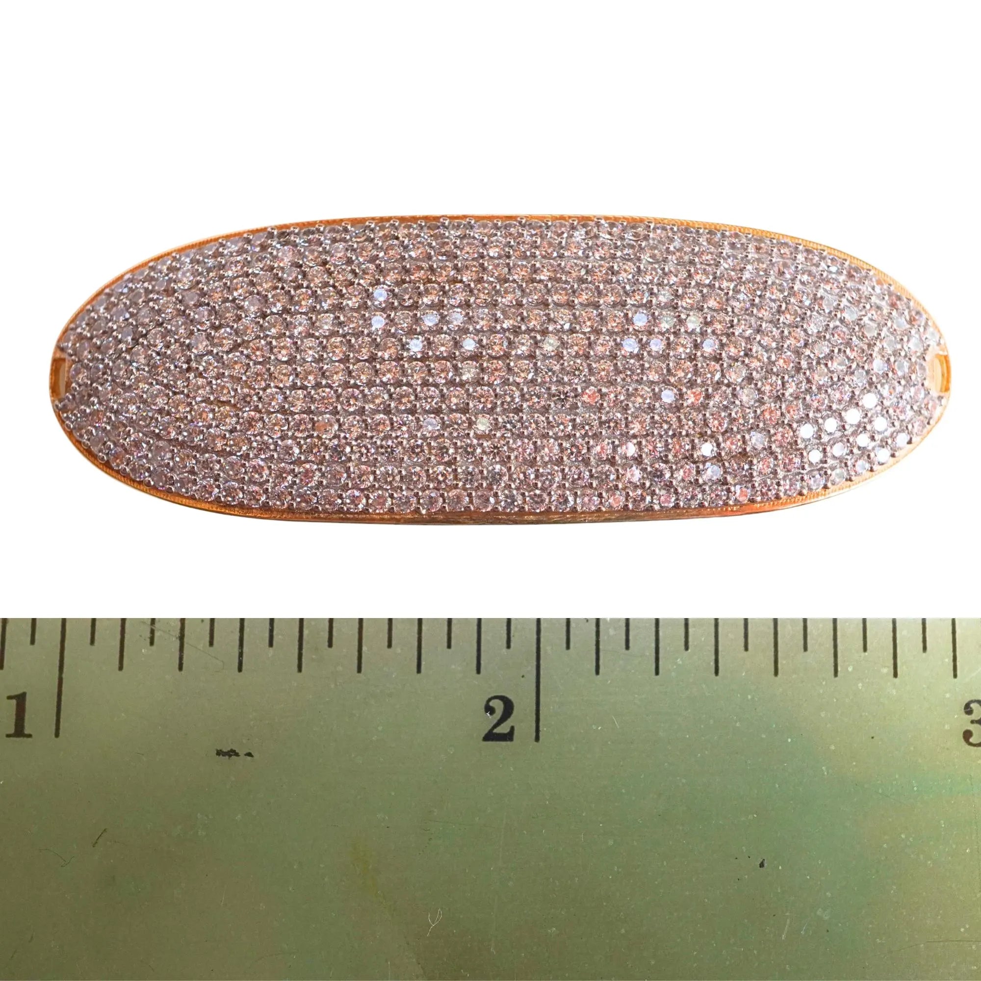 Cubic Zirconia Micro Pave Oval Shape Sterling Silver Gold Plated Charm Pendant