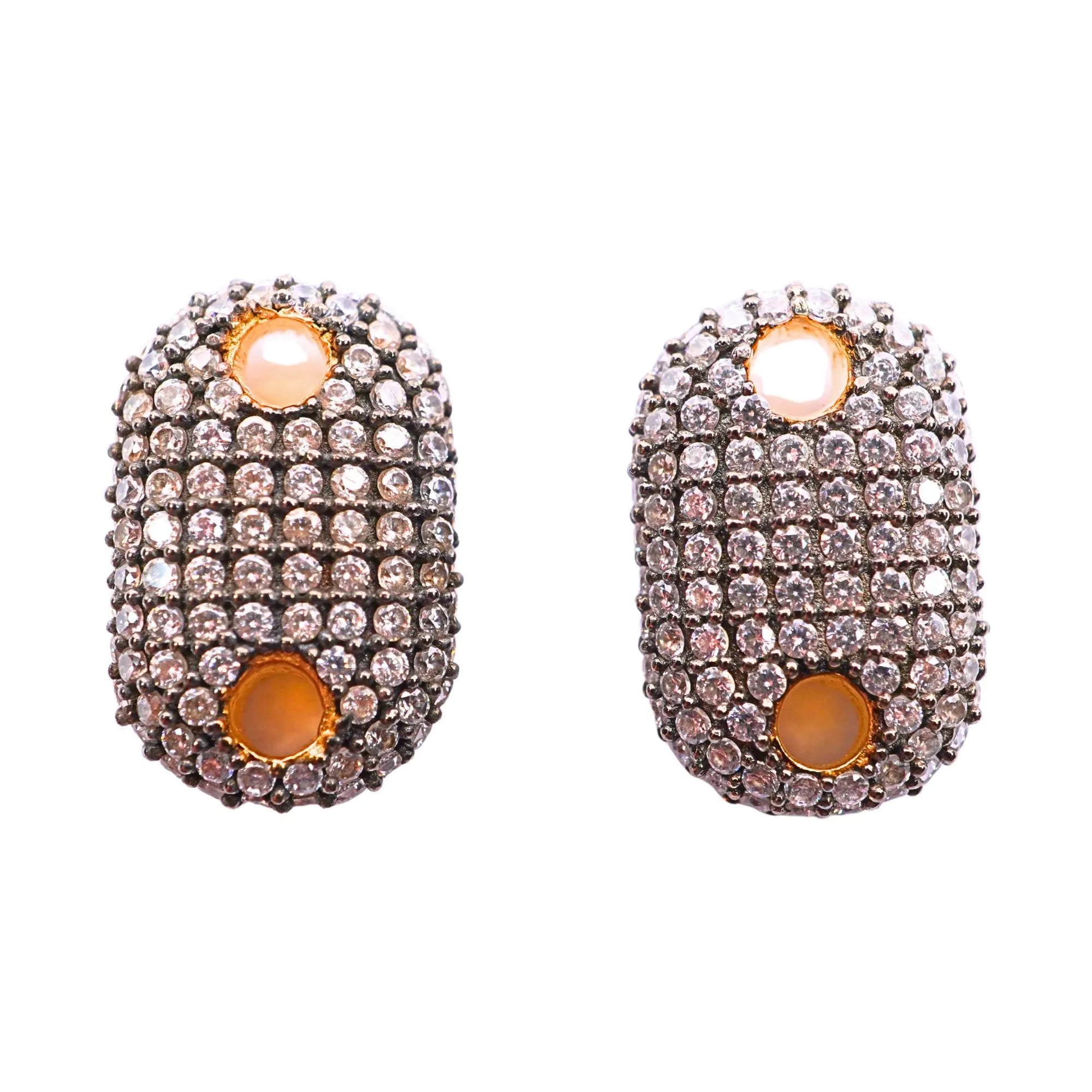 Cubic Zirconia Micro Pave Oval Shape Sterling Sliver Gold Plated Charm Connector