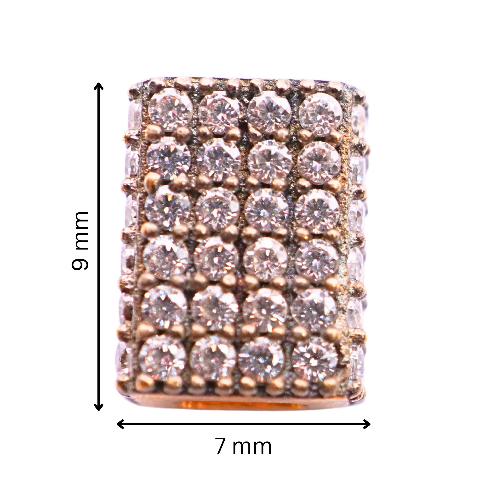 Cubic Zirconia Micro Pave Rectangle Shape Spacer Bead Gold Plated Sterling Silver