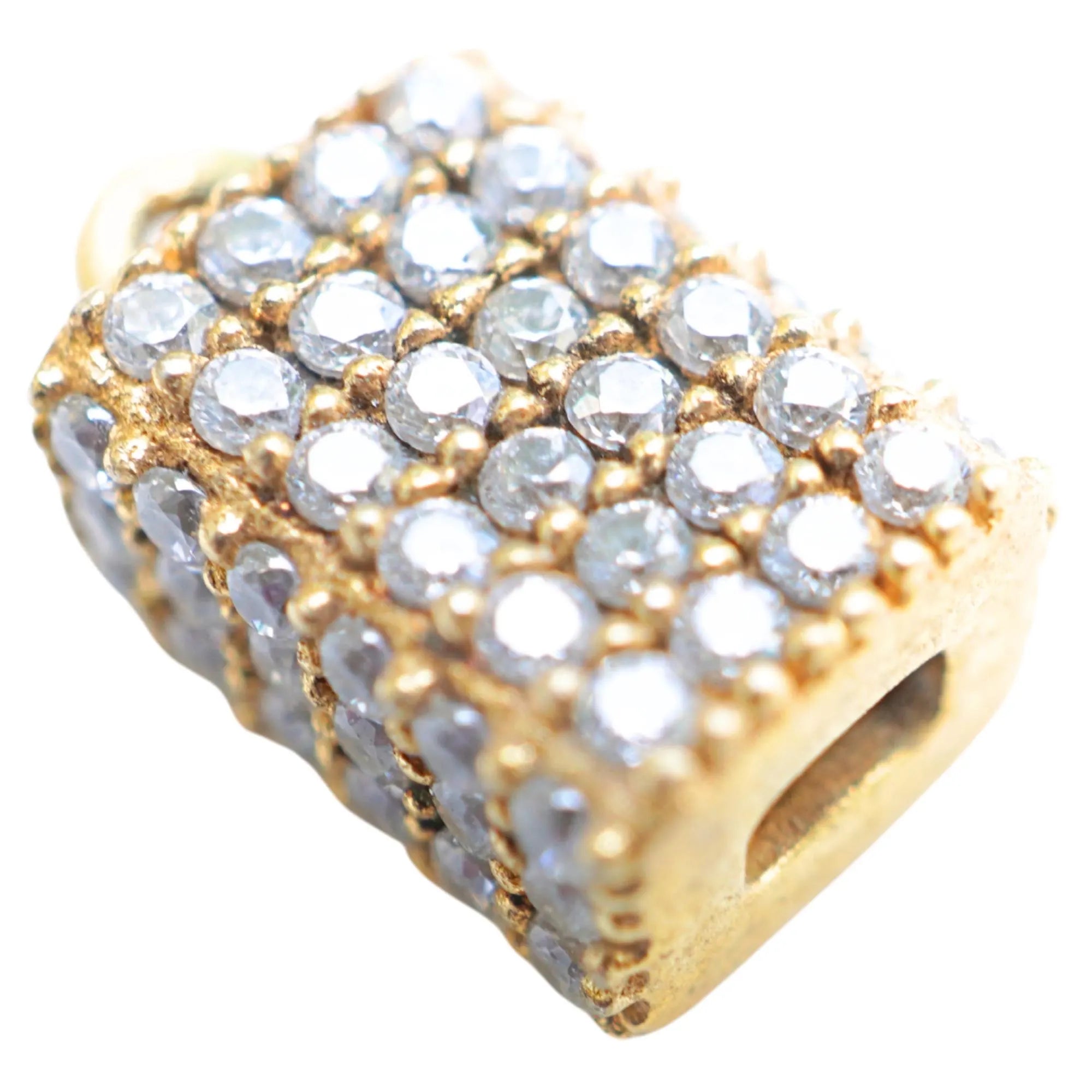 Cubic Zirconia Micro Pave Rectangle Shape Sterling Silver Gold Plated Charm Pendant