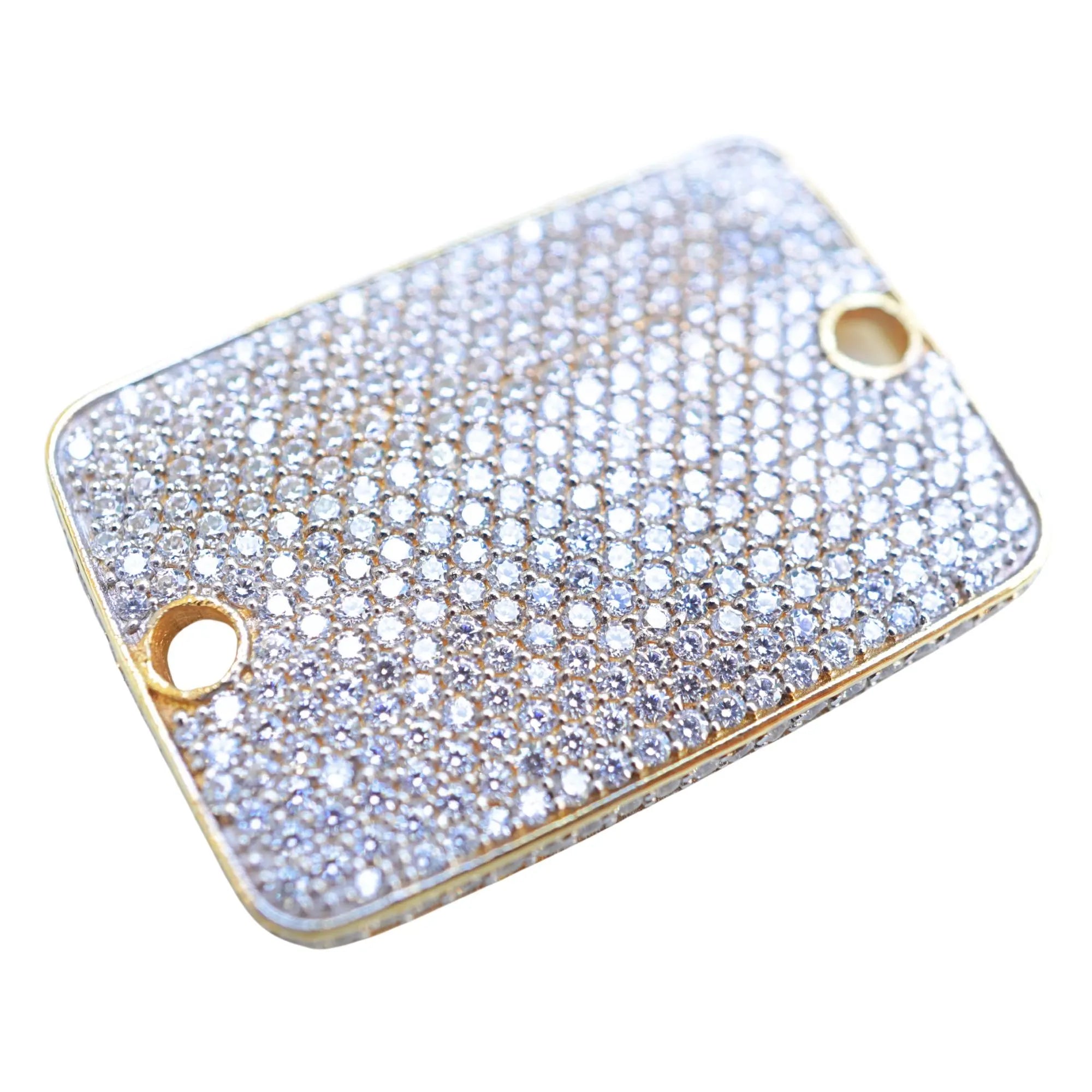 Cubic Zirconia Micro Pave Rectangle Sterling Silver Gold Plated Charm Connector