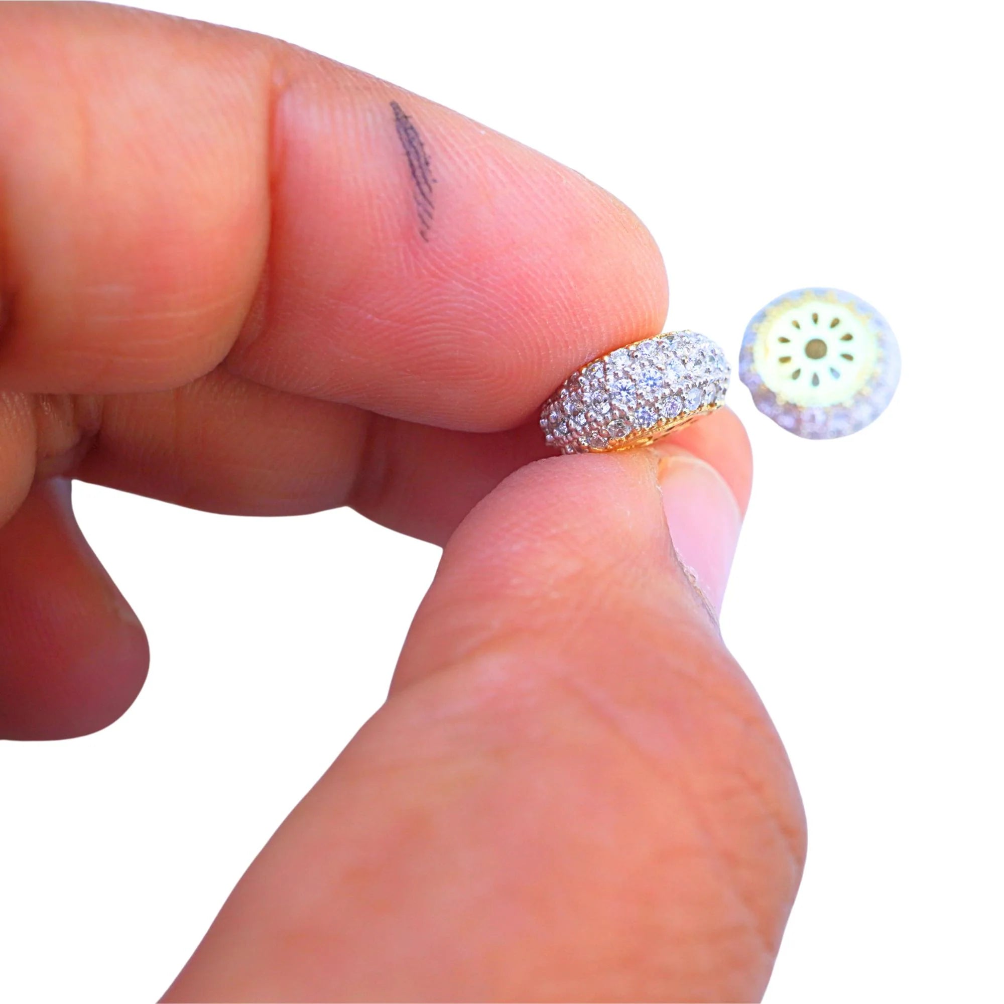 Cubic Zirconia Micro Pave Sterling Silver Gold Plated Spacer Bead