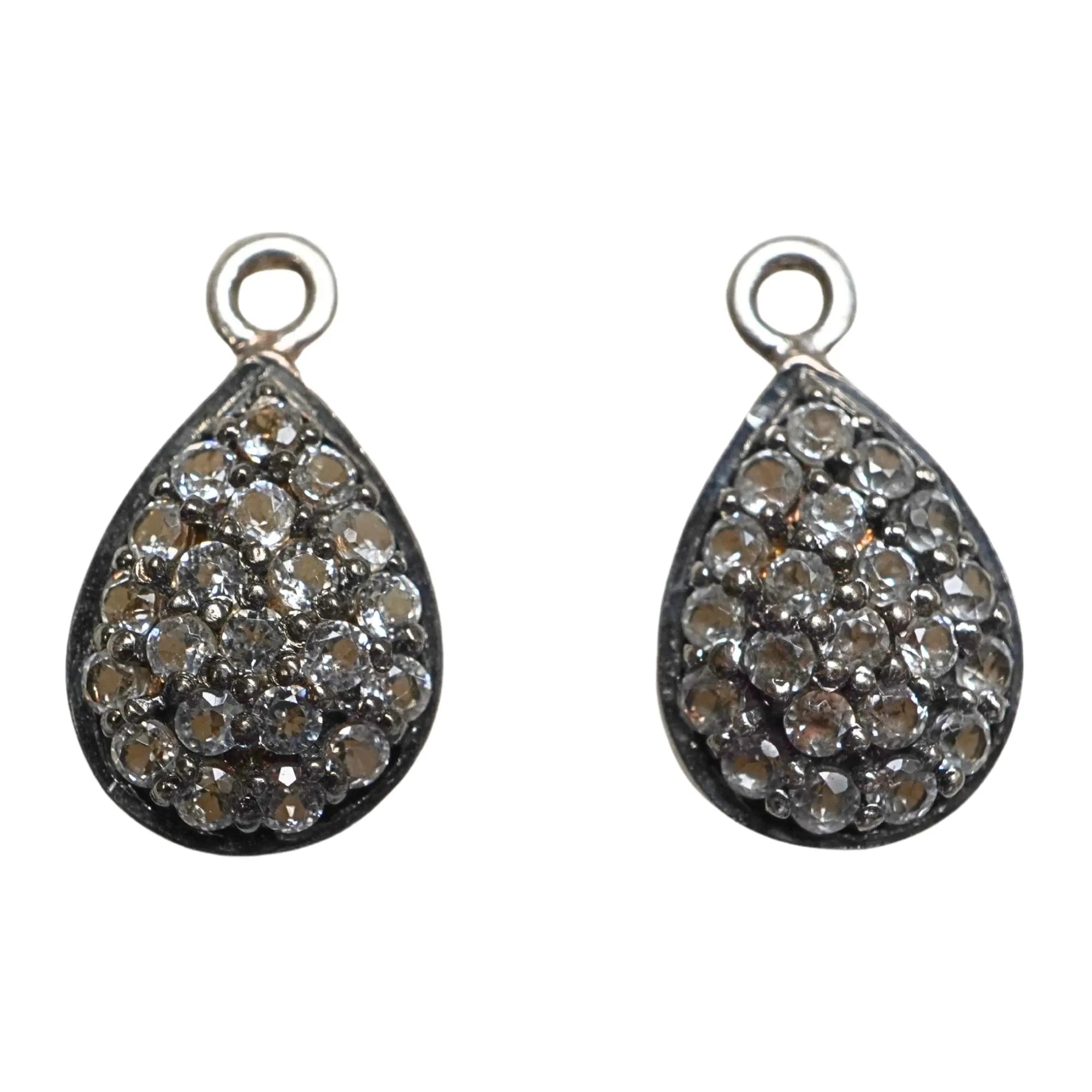 Cubic Zirconia Micro Pave Teardrop Shape Sterling Silver Charm Pendant