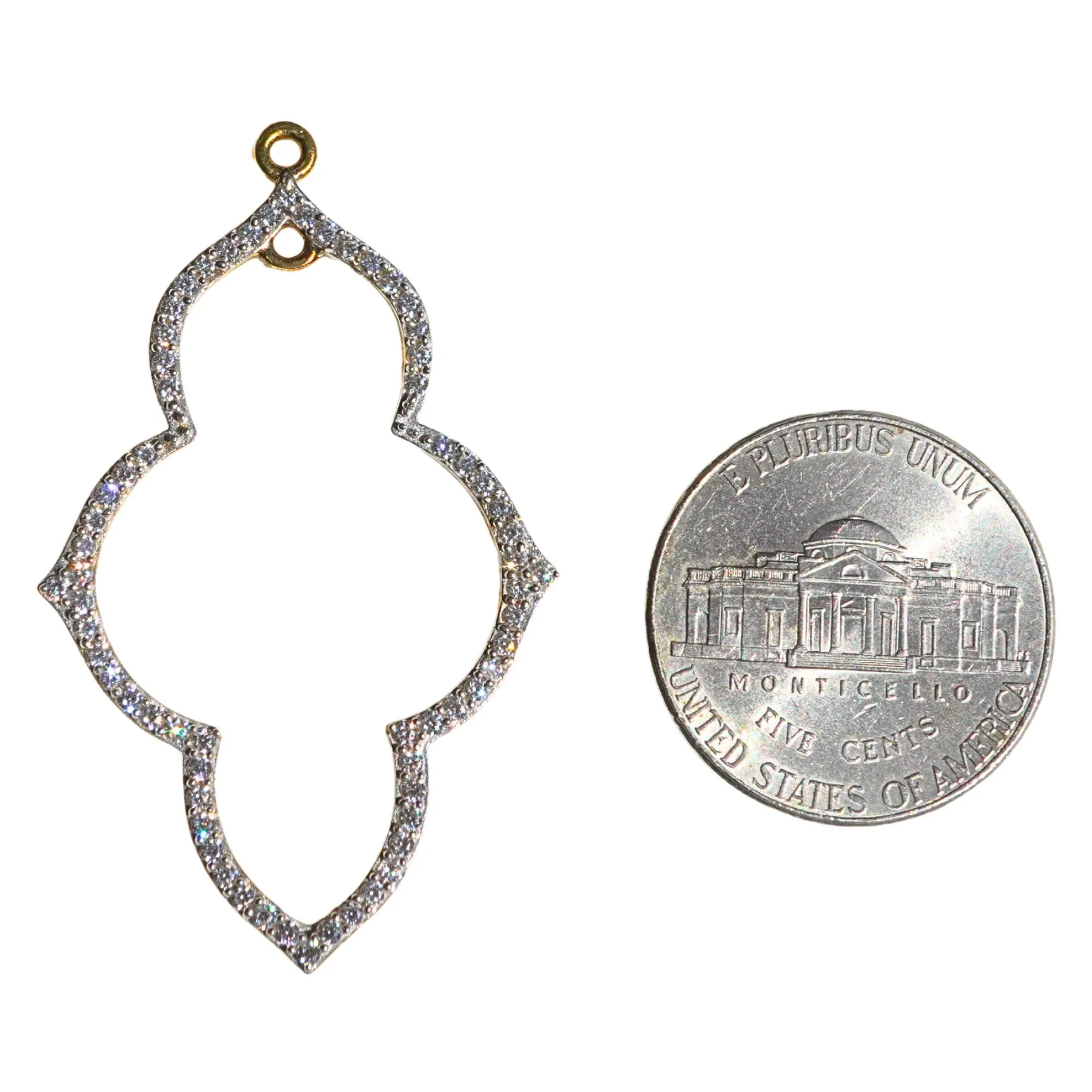 Cubic Zirconia Flower Gold Plated Sterling Silver Charm Pendant Micro Pave Finding