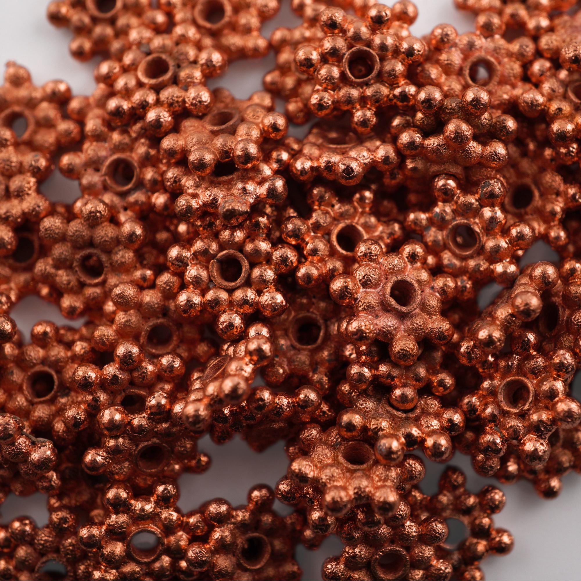 Daisy spacer beads antique copper