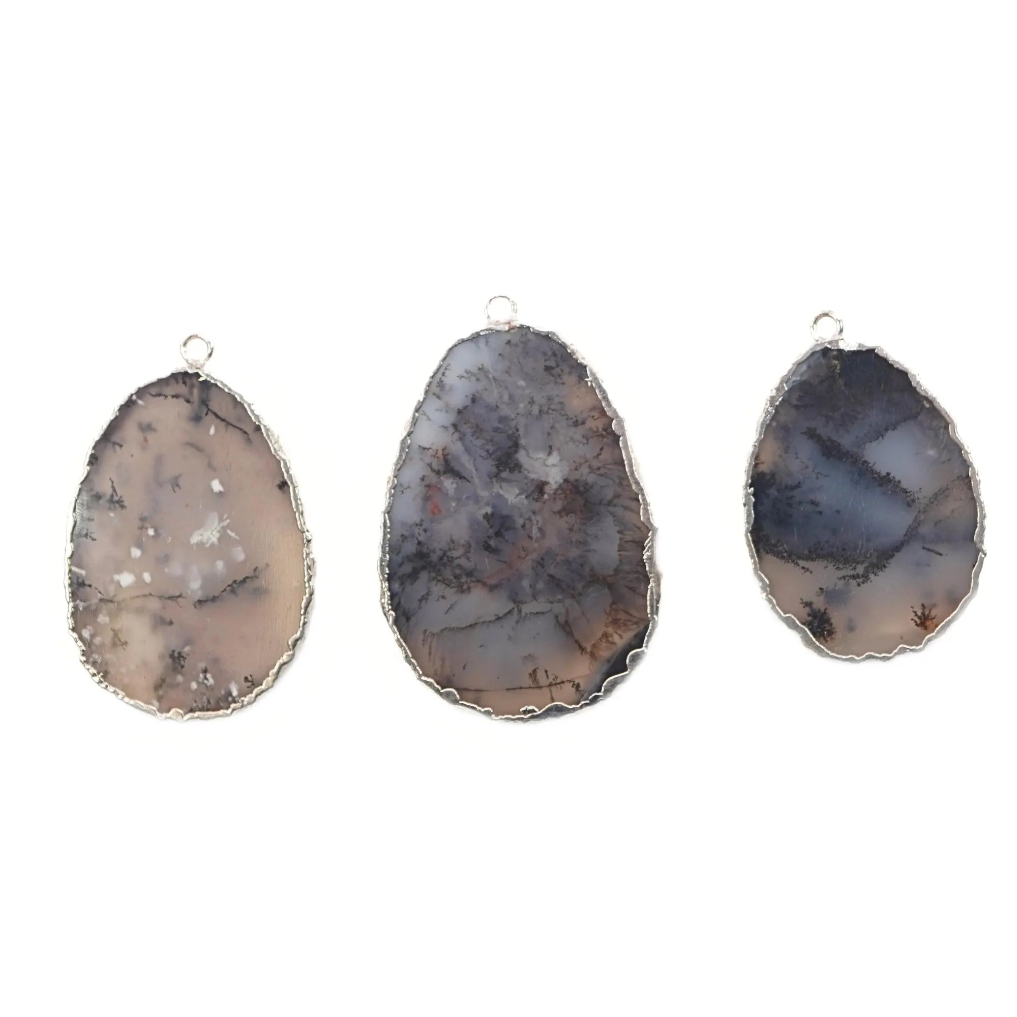 Dendrite Opal Uneven Gemstone Gold Electroplated Charm Pendant