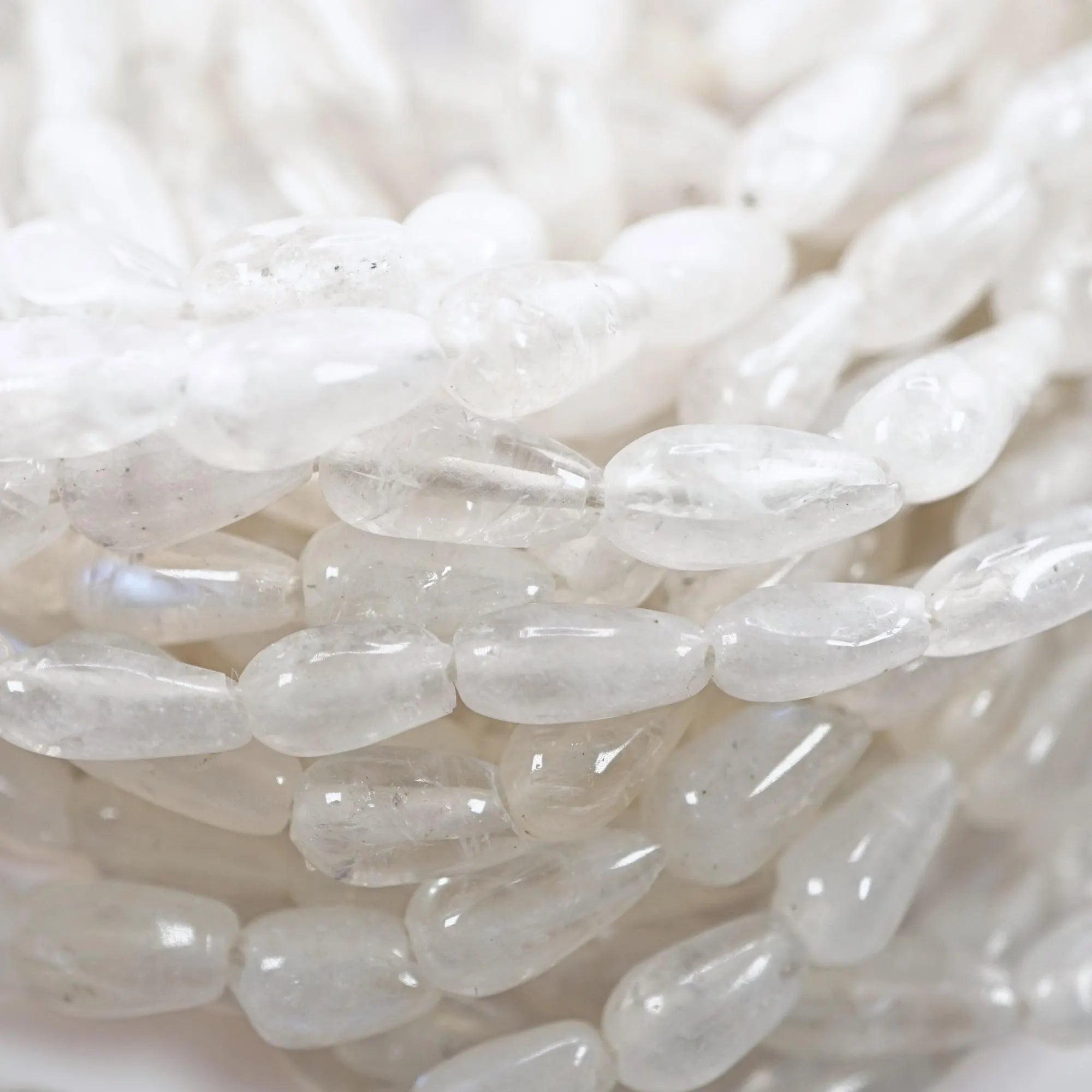 Drop beads rainbow moonstone natural gemstone