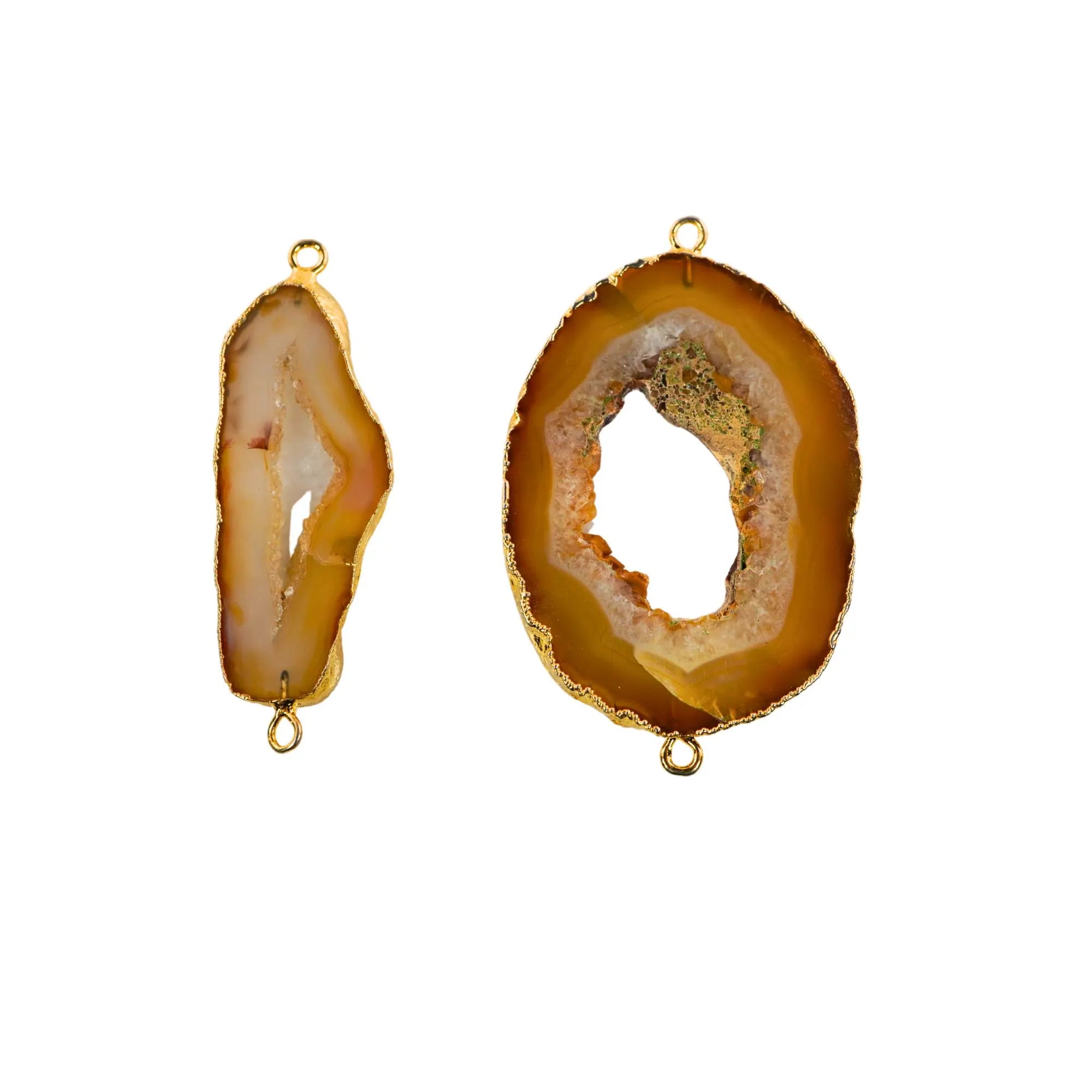 Druzy Agate Slice Double Bail Charm