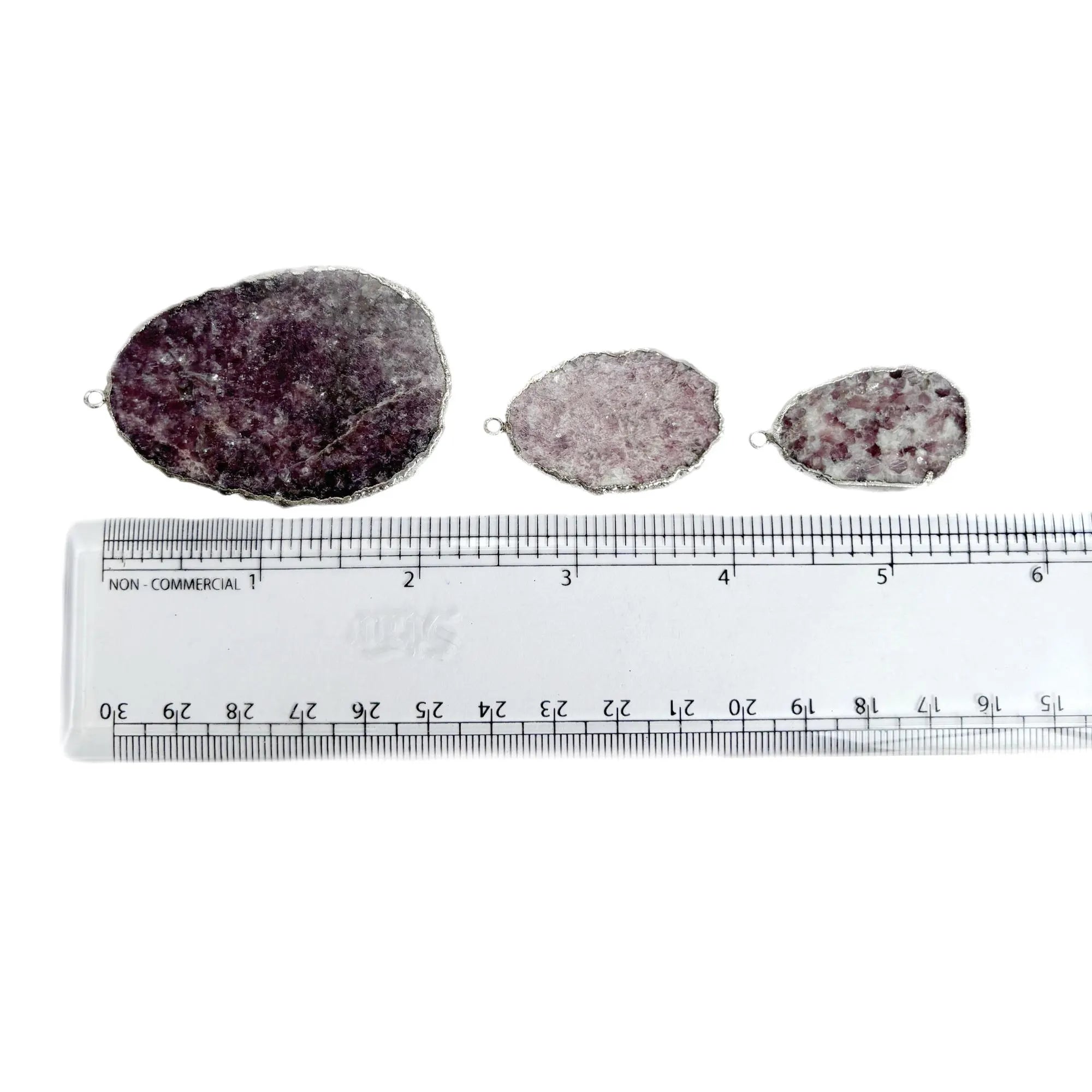 Lepidolite Smooth Oval Gemstone Silver Electroplated Charm Pendant