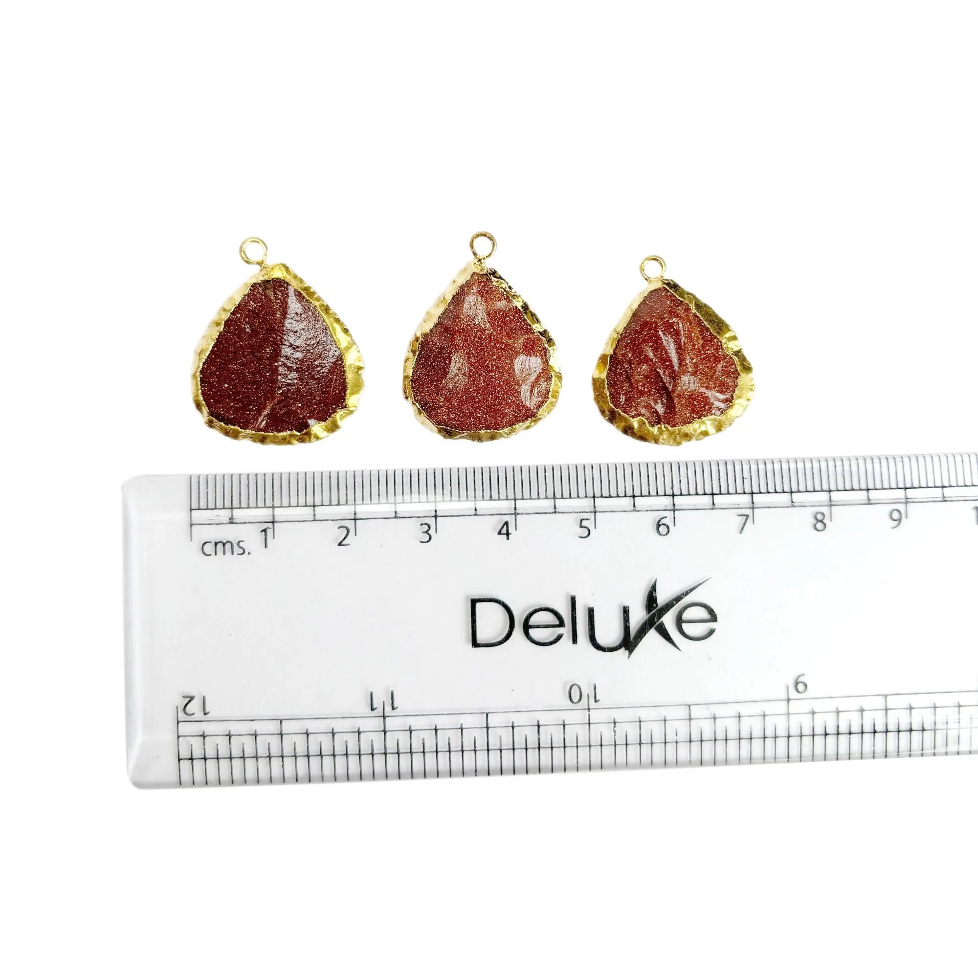Red Sunstone Heart Shape Gemstone Gold Electroplated Charm Pendant