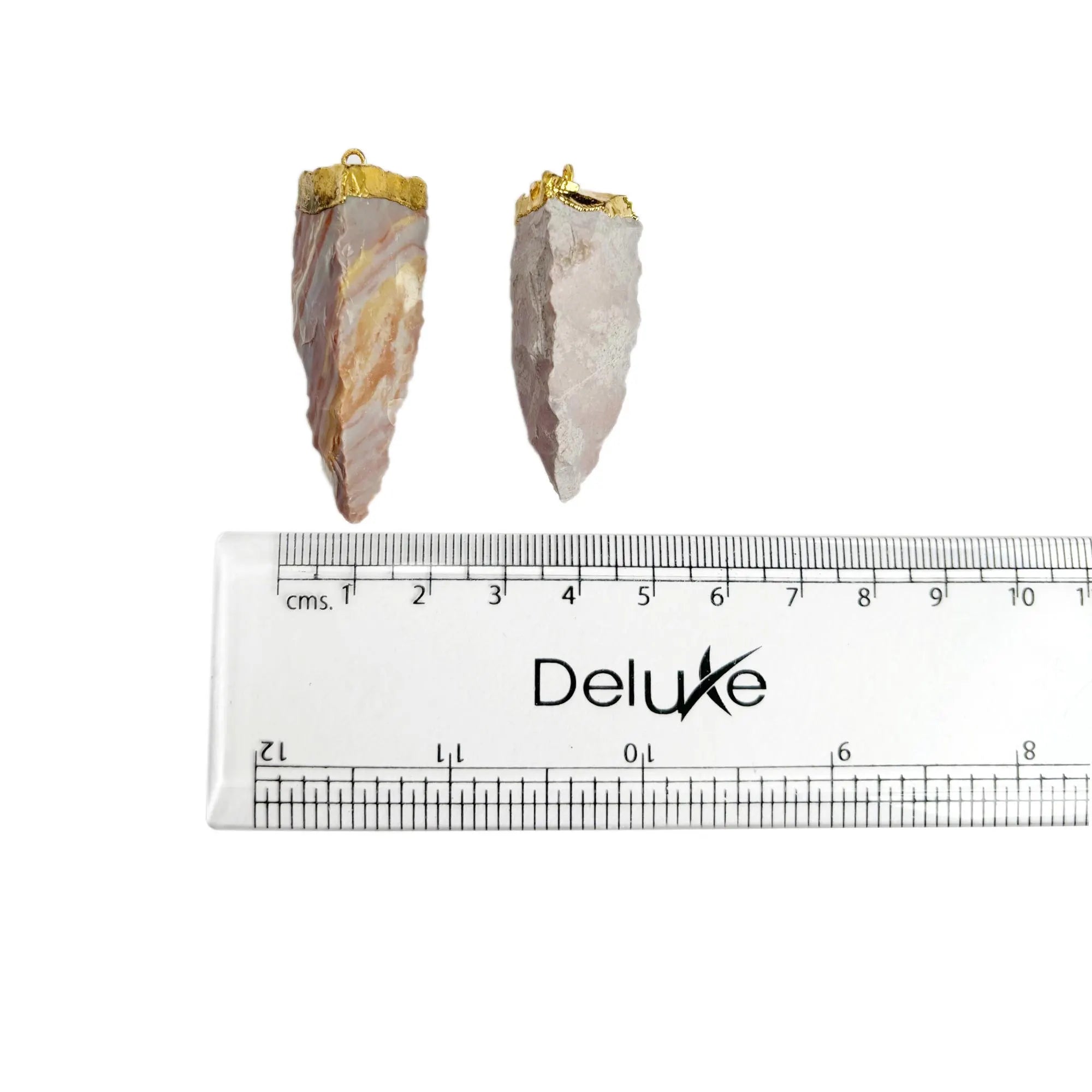 Jasper Arrowhead Shape Gemstone Gold Electroplated Charm Pendant