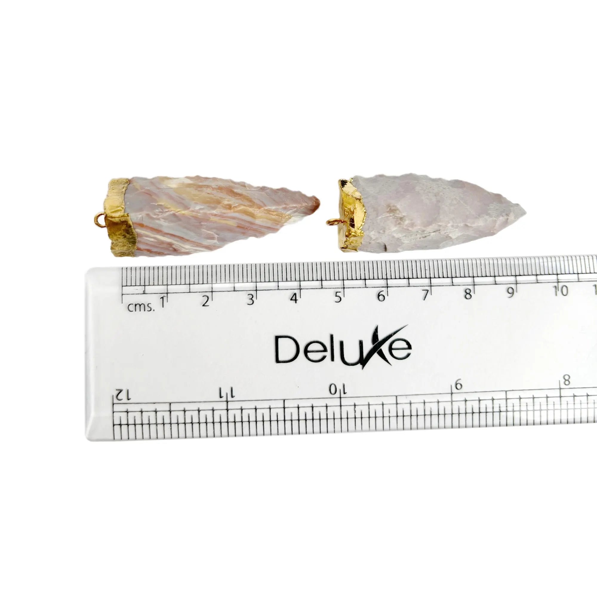 Jasper Arrowhead Shape Gemstone Gold Electroplated Charm Pendant