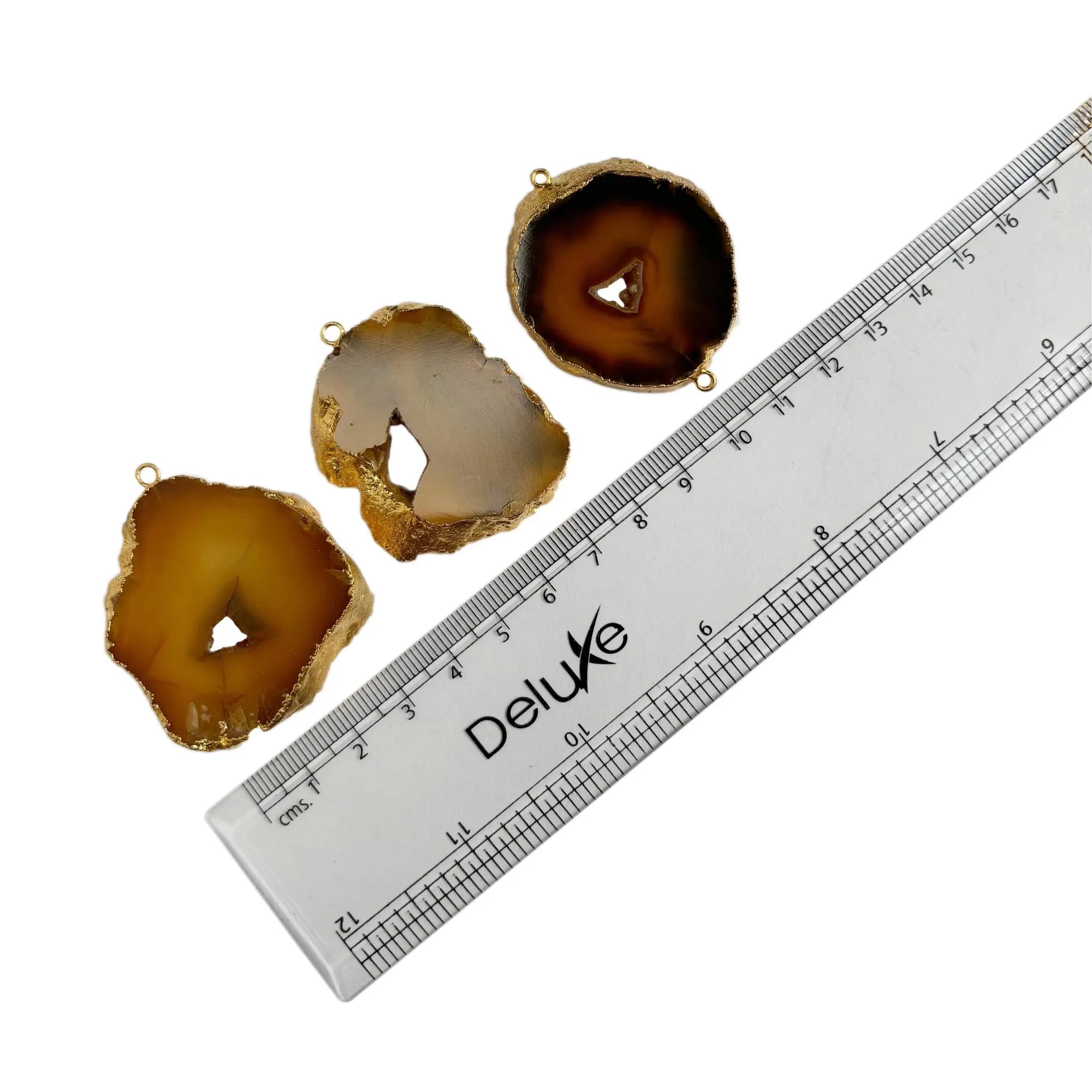 Orange Banded Agate Uneven Shape Slice Charm Pendant Connector