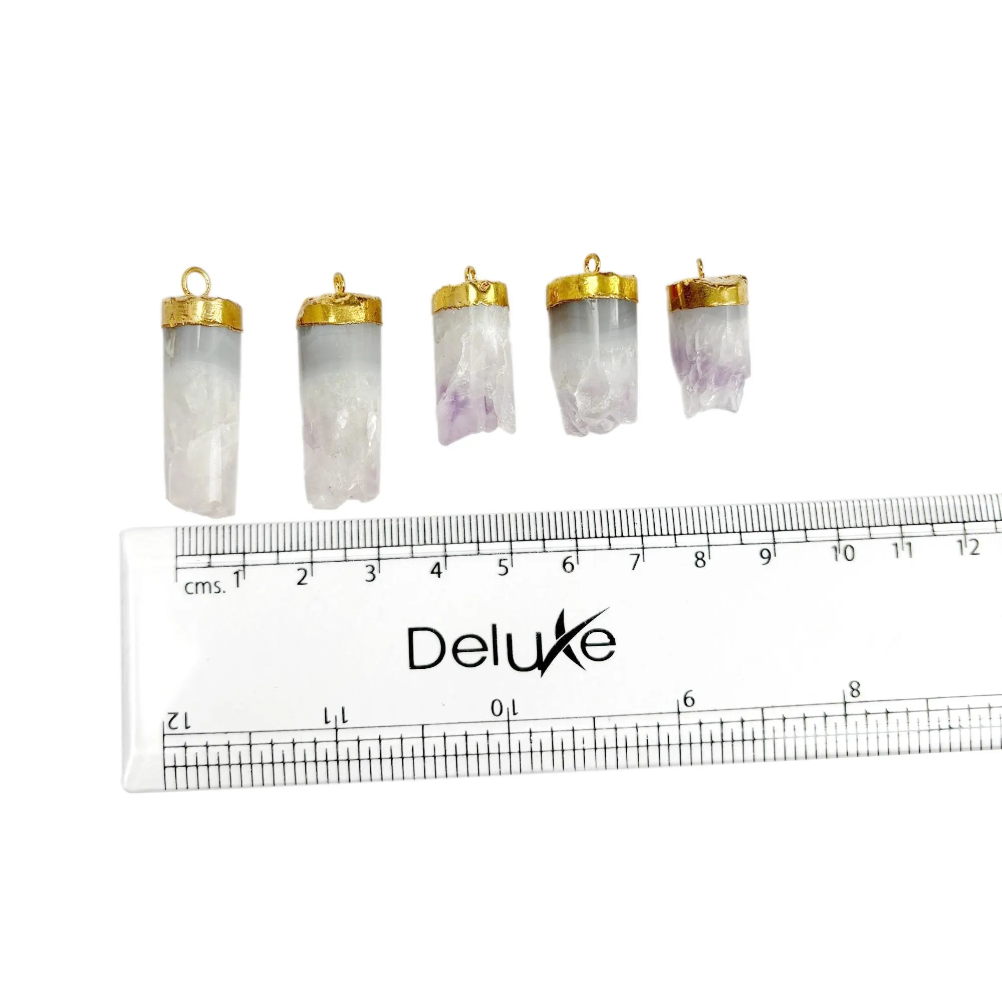 Amethyst Smooth Tube Gemstone Gold Electroplated Charm Pendant