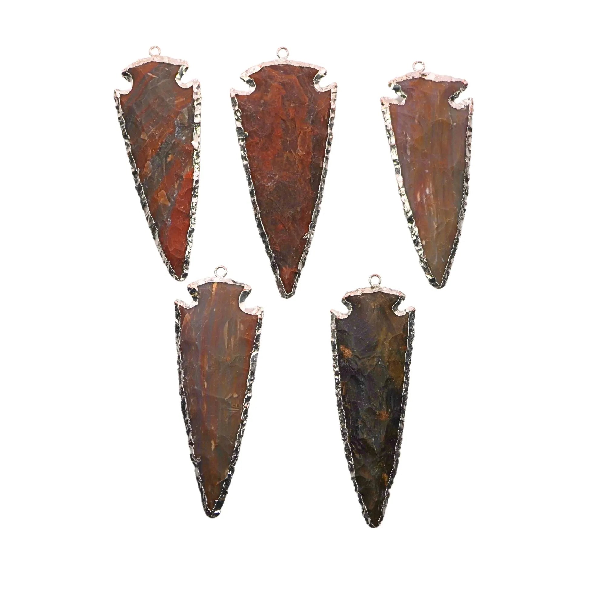 Jasper Arrowhead Shape Gemstone Silver Electroplated Charm Pendant