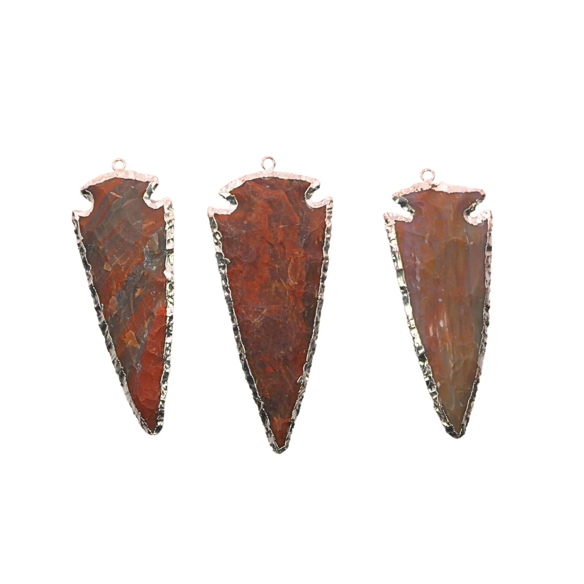 Jasper Arrowhead Shape Gemstone Silver Electroplated Charm Pendant