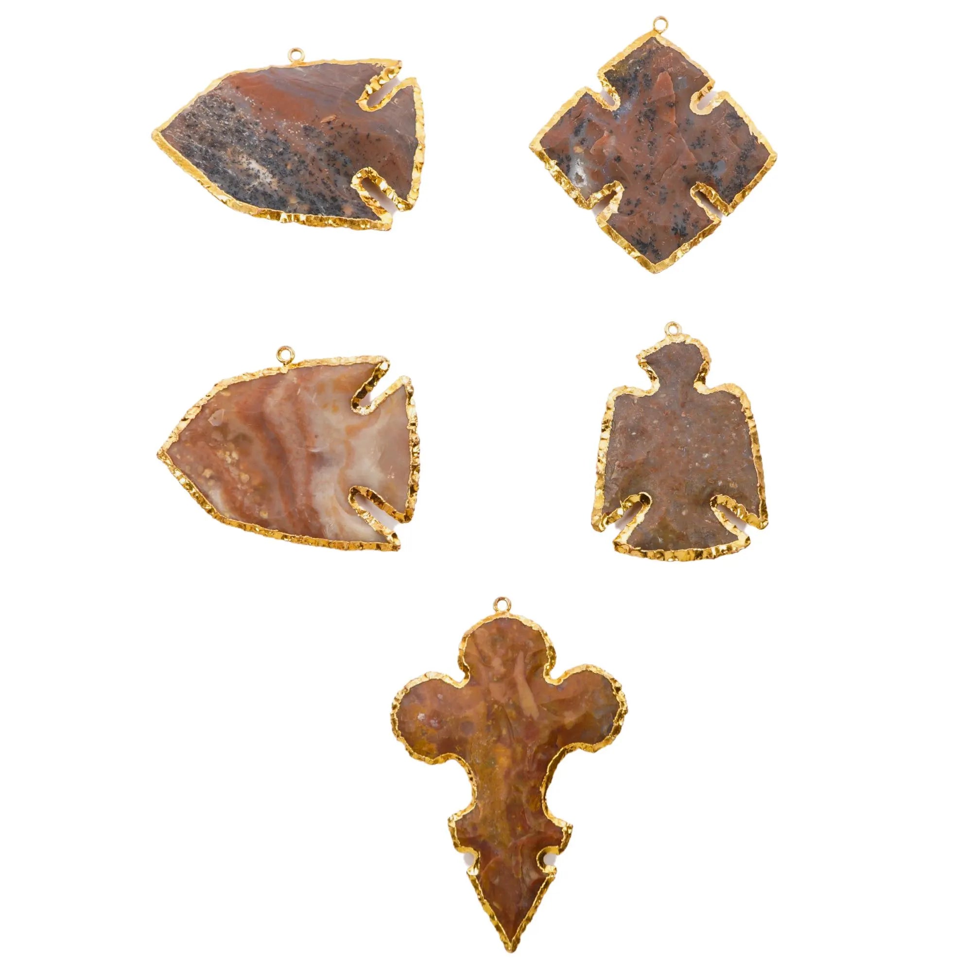 Jasper Mix Shape Gemstone Gold Electroplated Charm Pendant