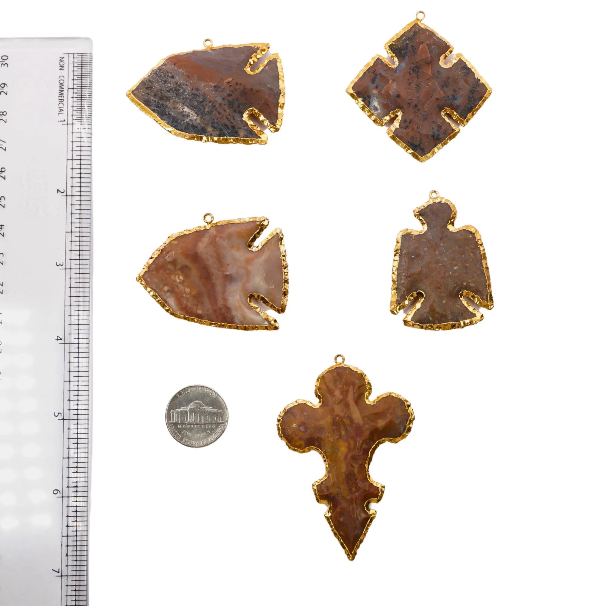 Jasper Mix Shape Gemstone Gold Electroplated Charm Pendant