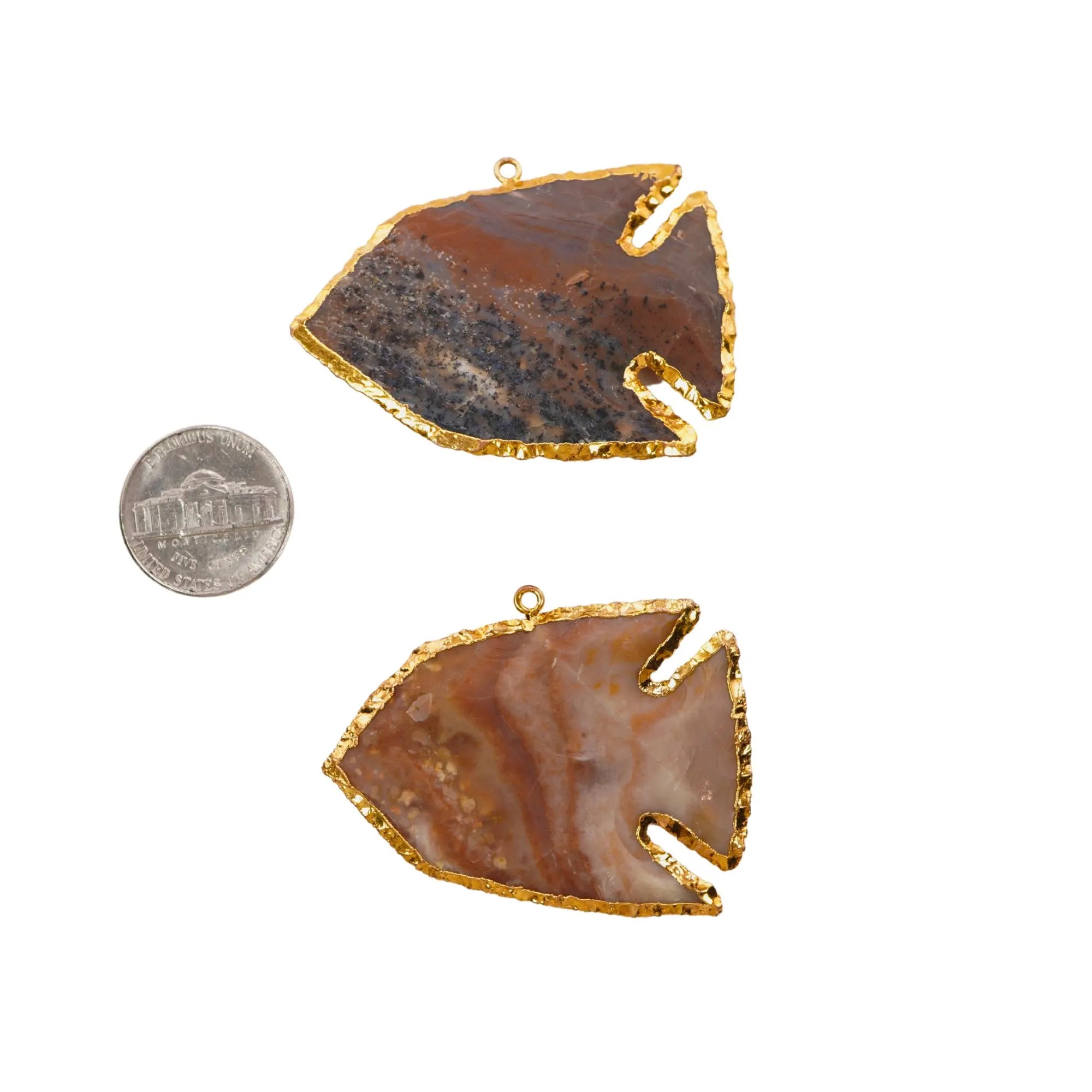 Jasper Mix Shape Gemstone Gold Electroplated Charm Pendant