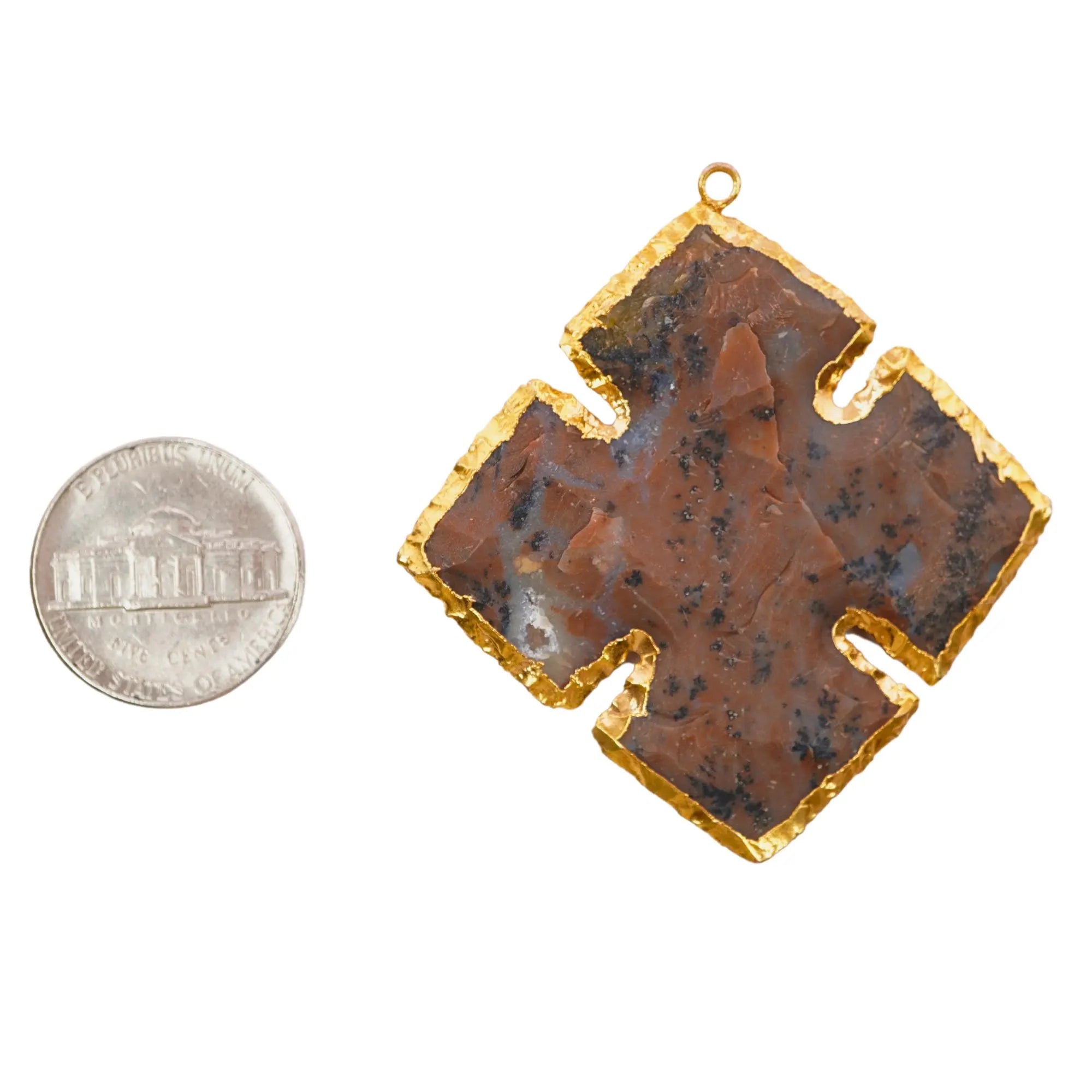 Jasper Mix Shape Gemstone Gold Electroplated Charm Pendant