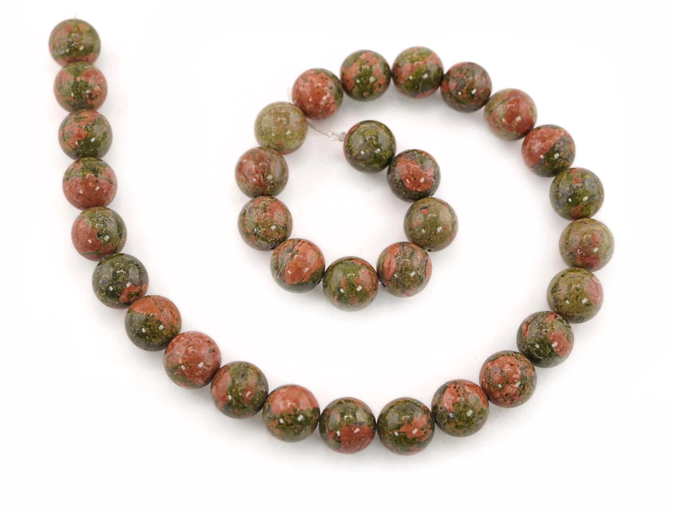Earth Unakite Smooth Round Shape Gemstone Strand Beads