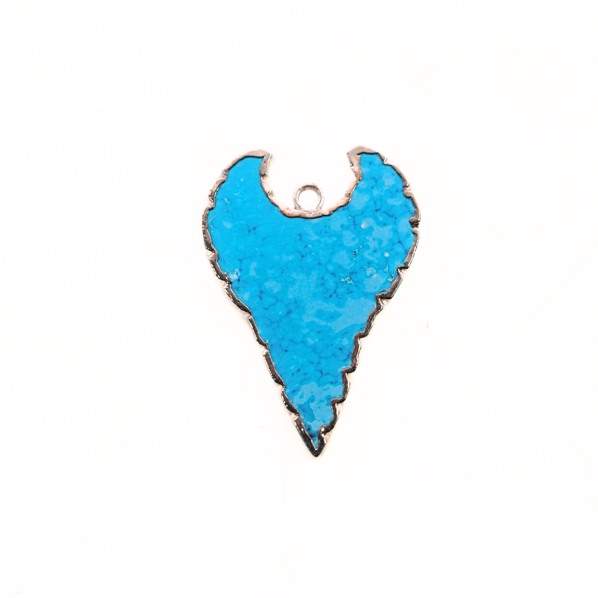 Howlite Turquoise Smooth Shark Tooth Gemstone Silver Electroplated Charm Pendant