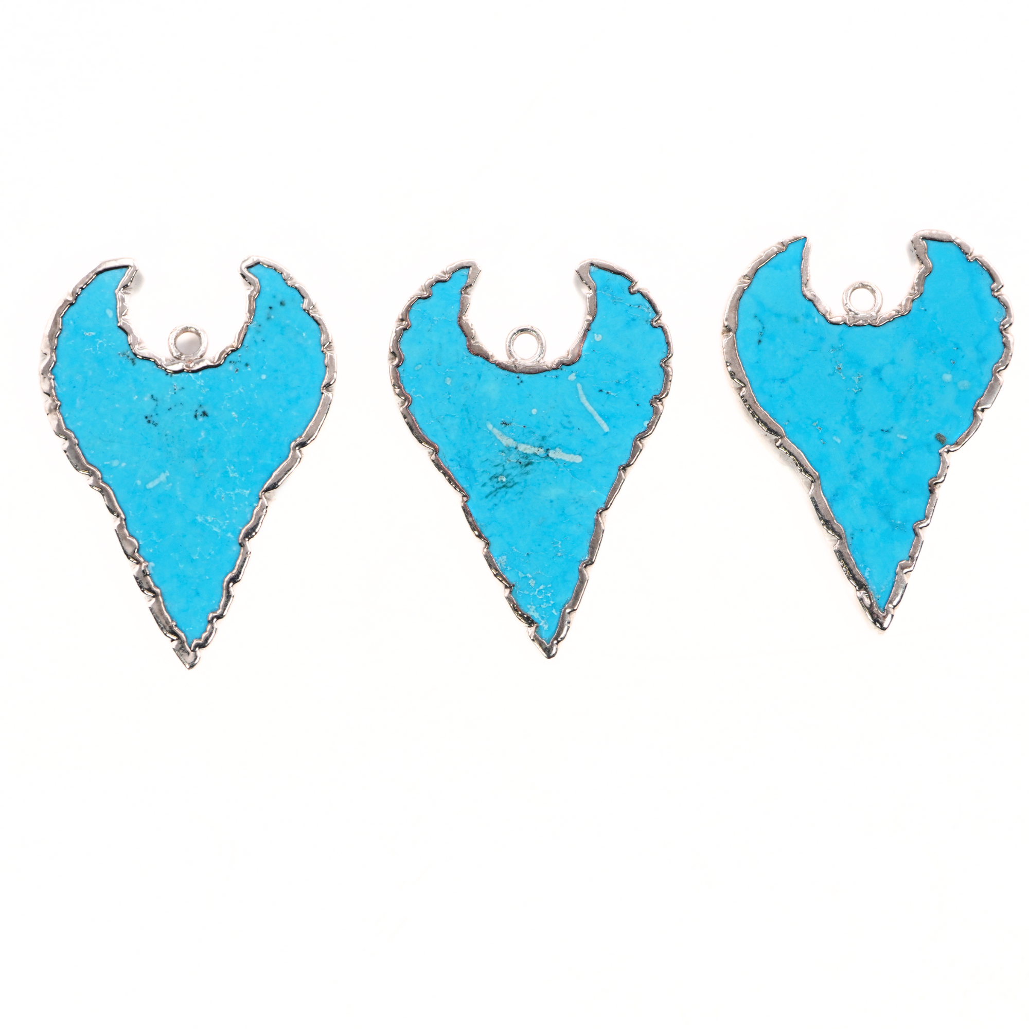 Howlite Turquoise Smooth Shark Tooth Gemstone Silver Electroplated Charm Pendant