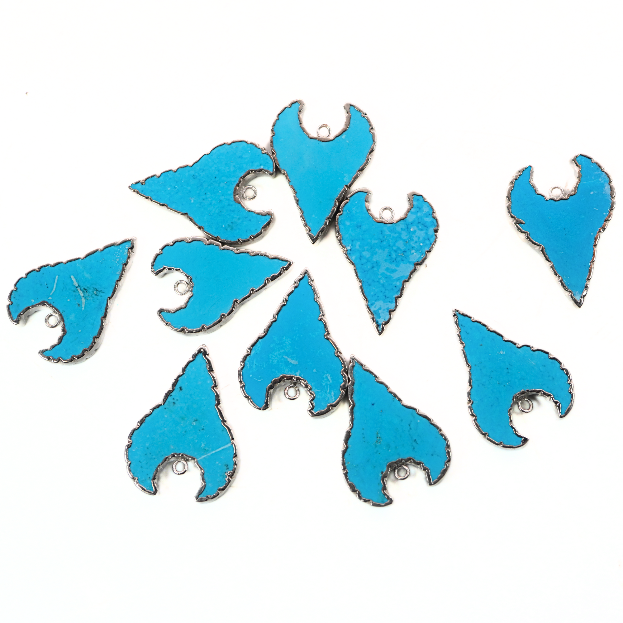 Howlite Turquoise Smooth Shark Tooth Gemstone Silver Electroplated Charm Pendant