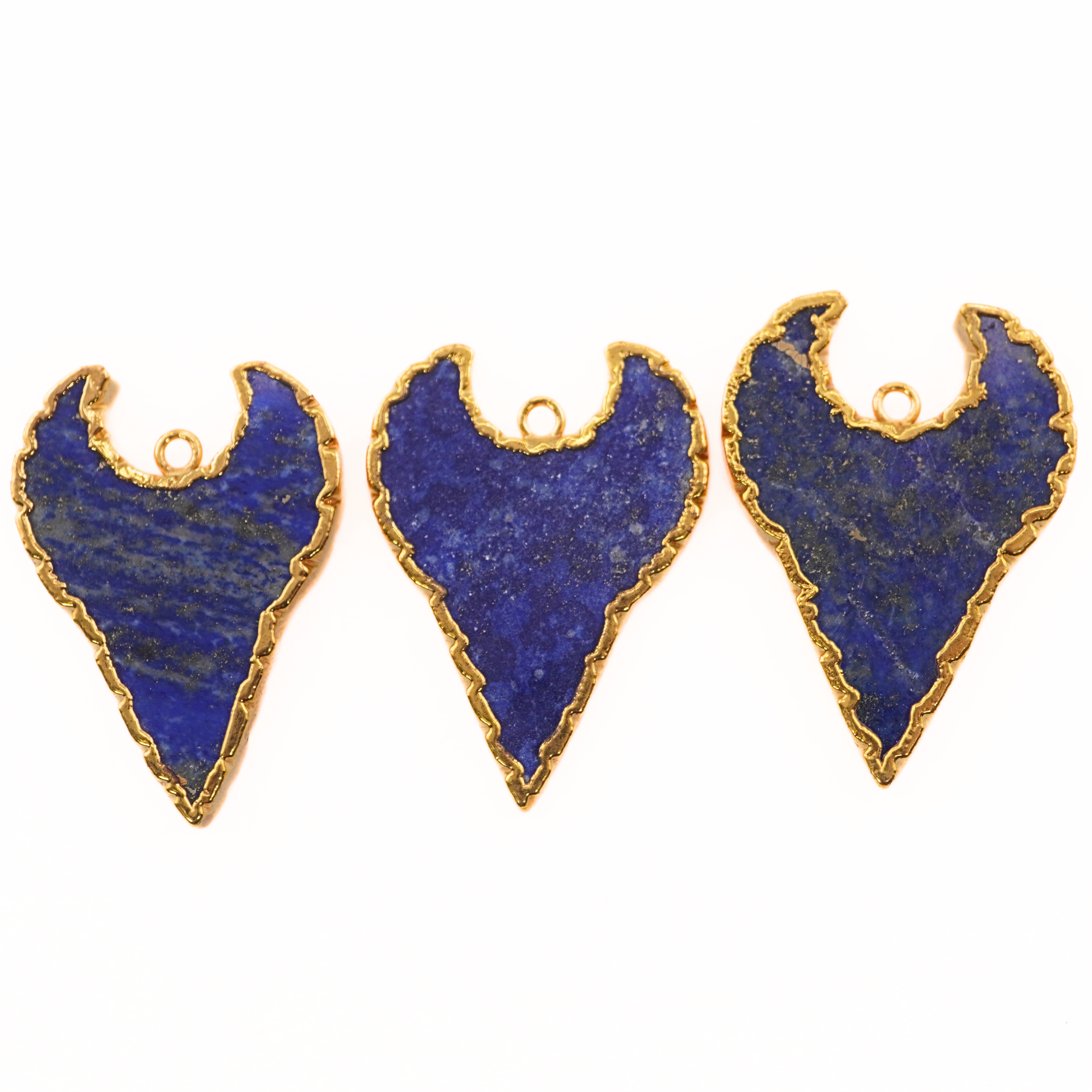 Lapis Lazuli Smooth Shark Tooth Shape Gemstone Gold Electroplated Charm Pendant