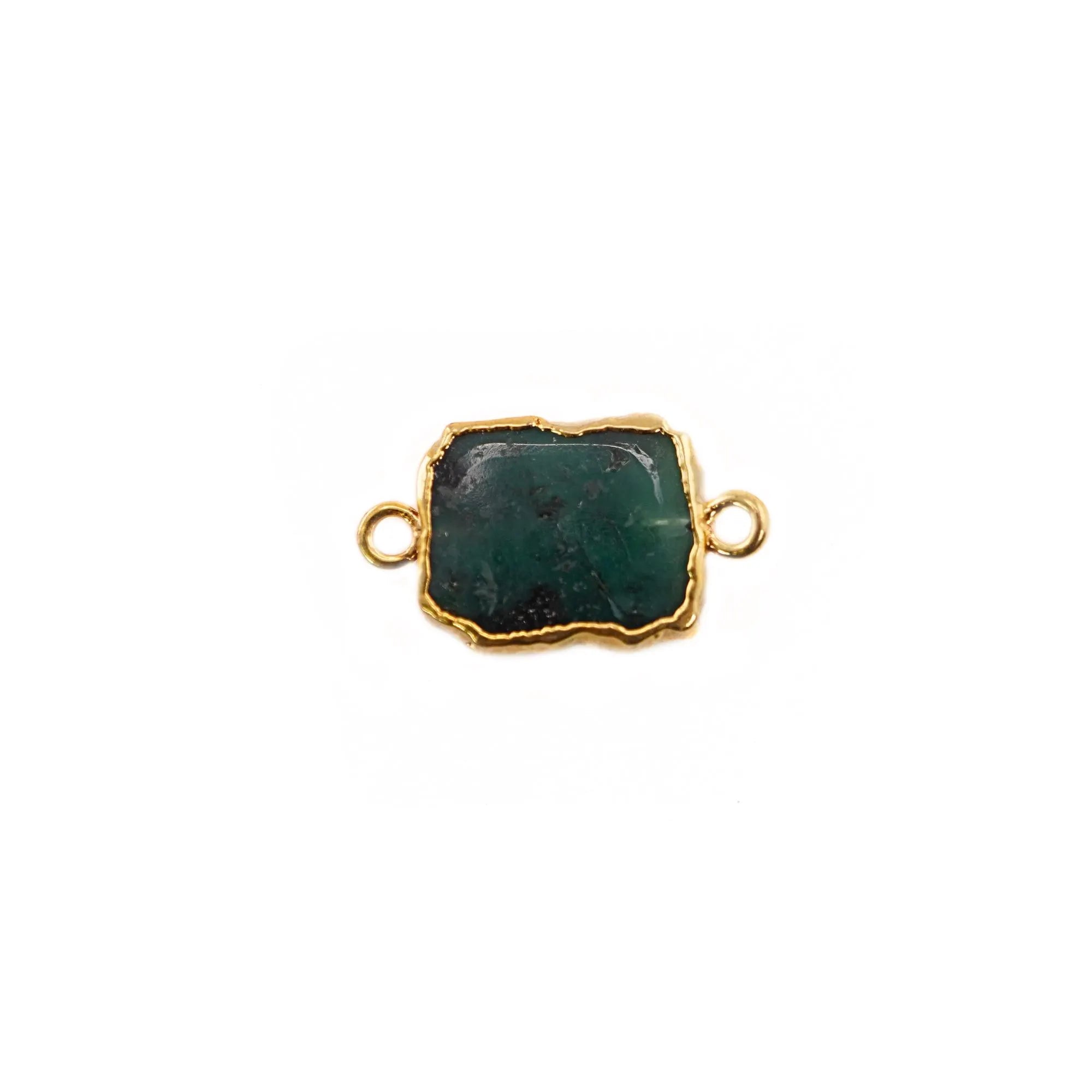 Emerald Slice Shape Gemstone Gold Electroplated Charm Link Connector