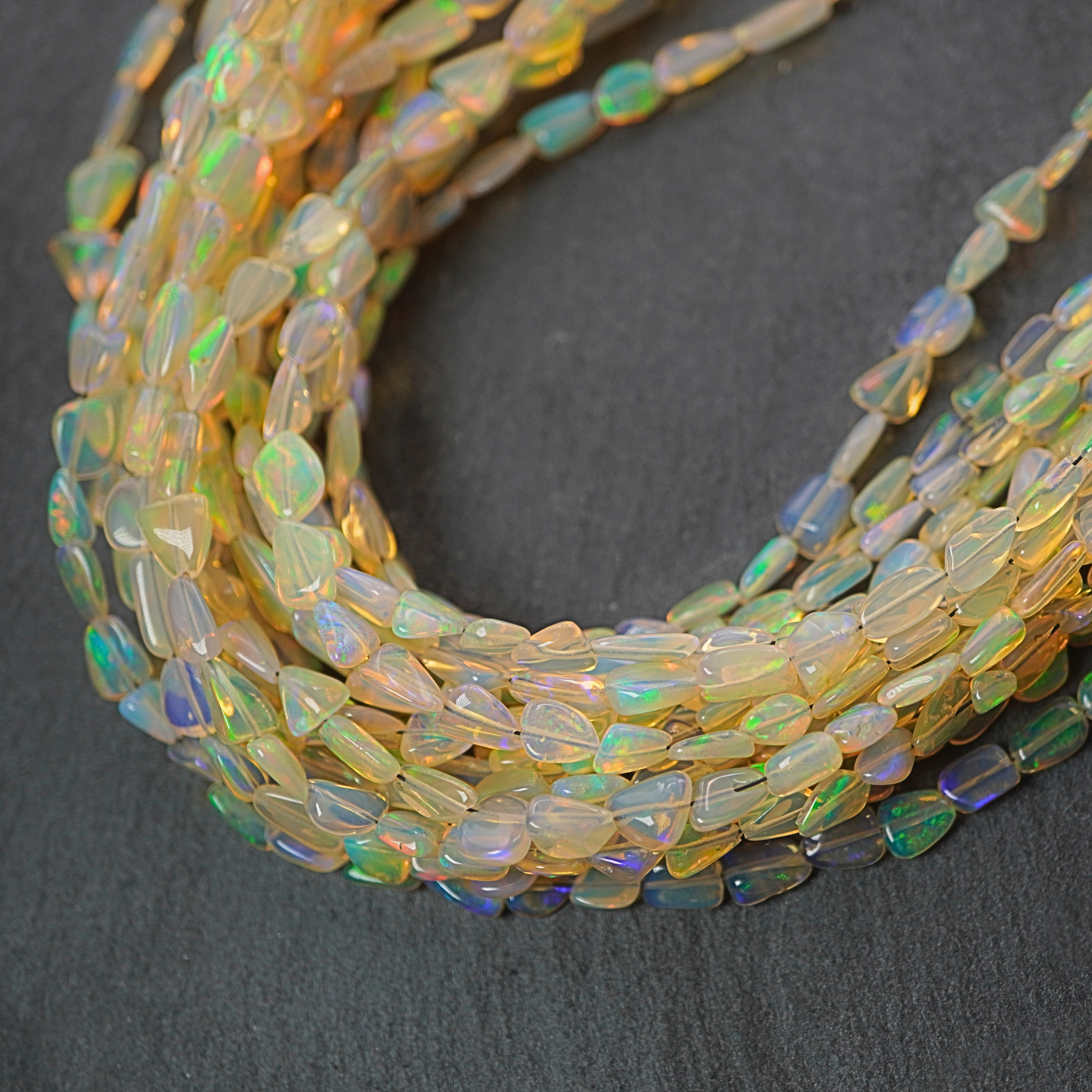 Ethiopian Opal Smooth Nuggets Welo Fire Gemstone Stand Beads