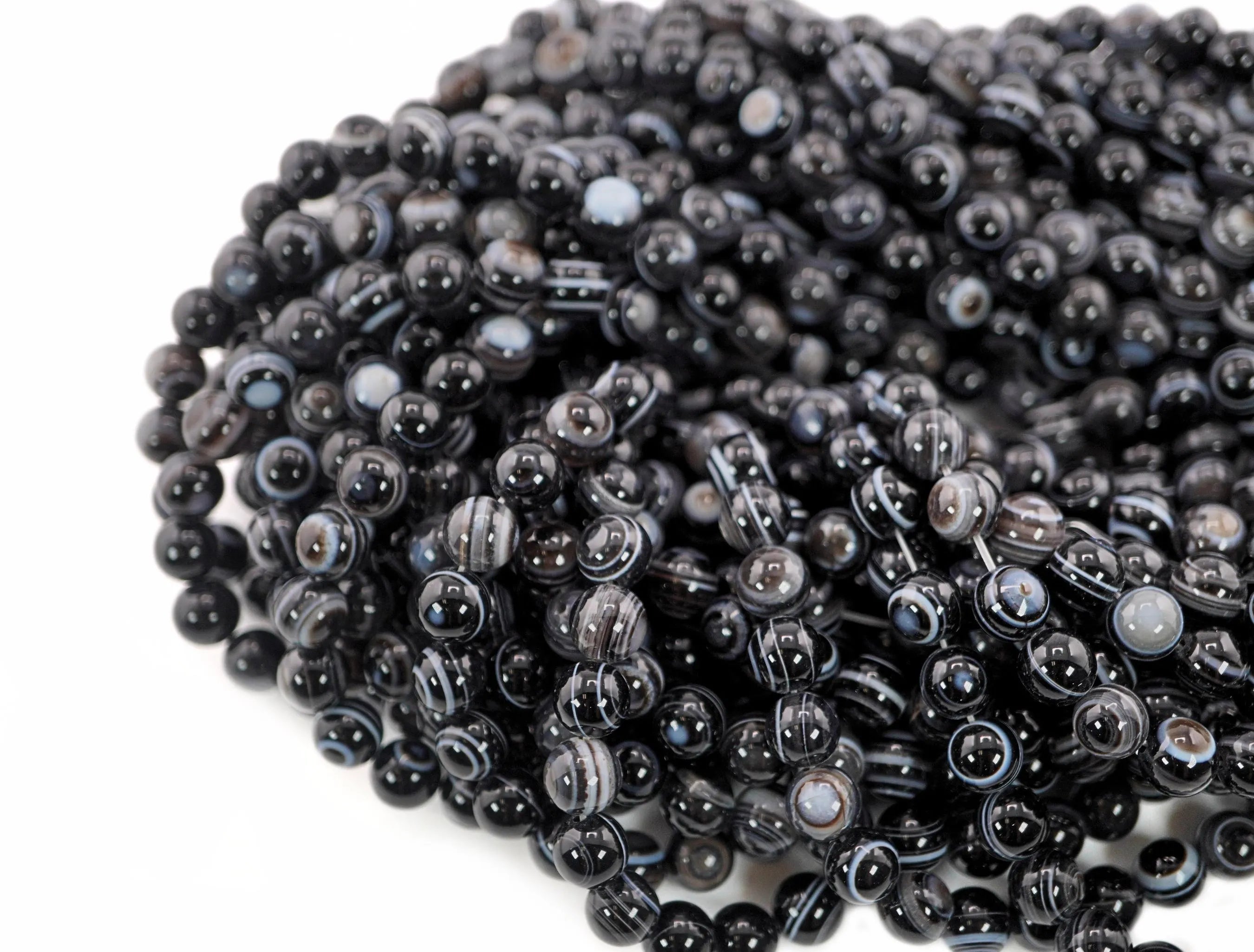 Evil Eye Agate Round Shape Gemstone Strand Beads