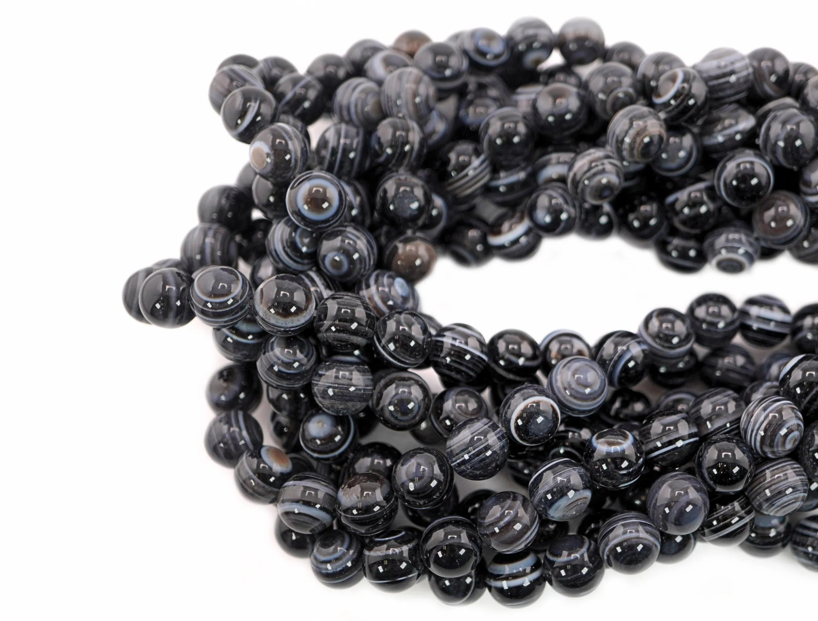 Evil Eye Agate Round Shape Gemstone Strand Beads