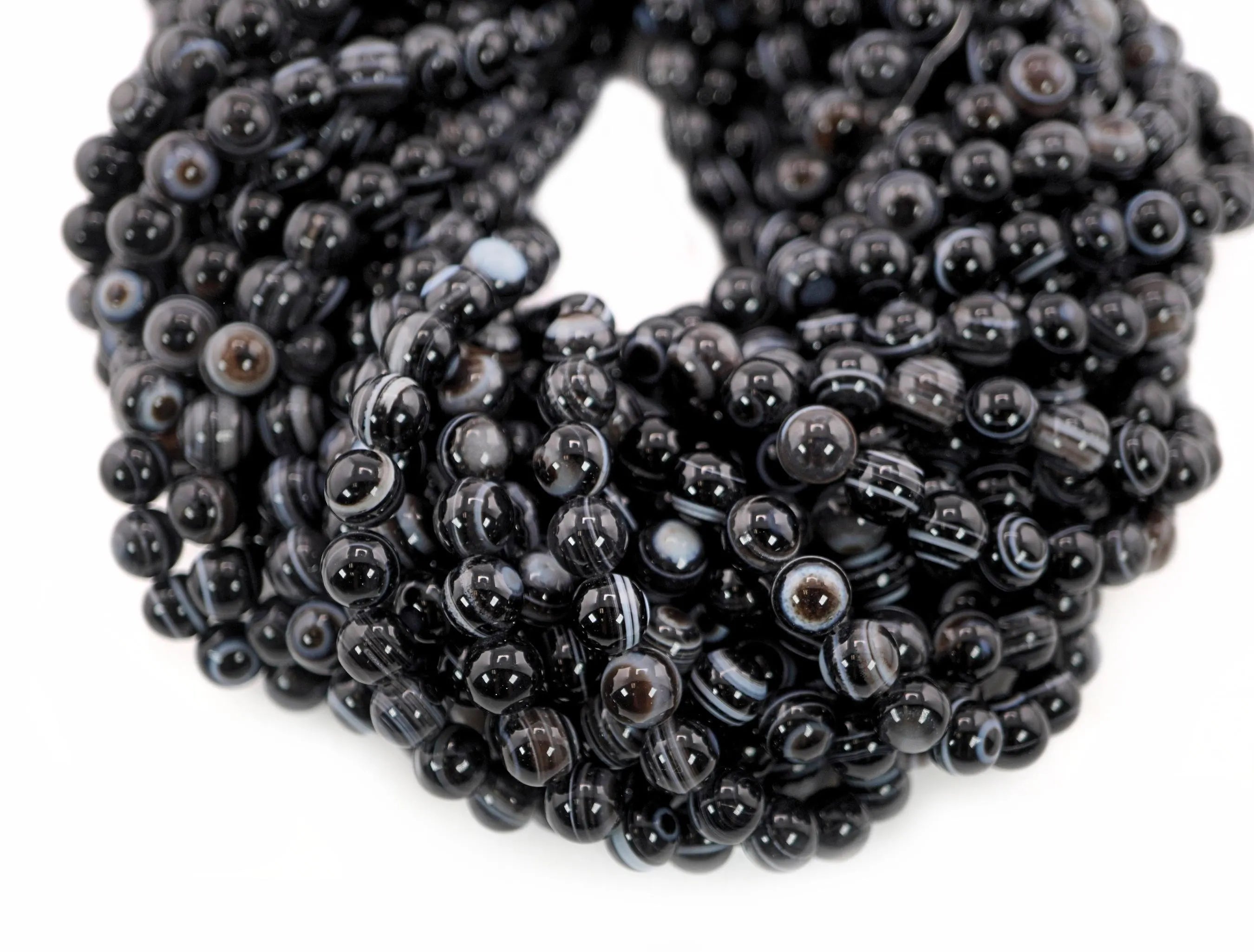 Evil Eye Agate Round Shape Gemstone Strand Beads