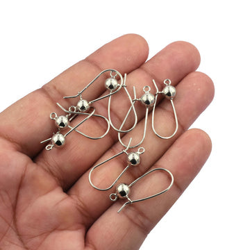 Ball Kidney Earwire Hook Sterling Silver Ear Wire Sold by 2 Pairs