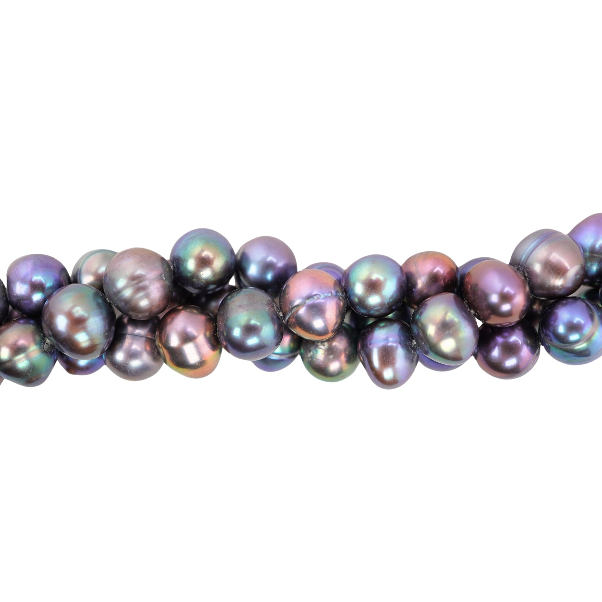 Peacock Navy Blue Ringed Freshwater Pearls Beads