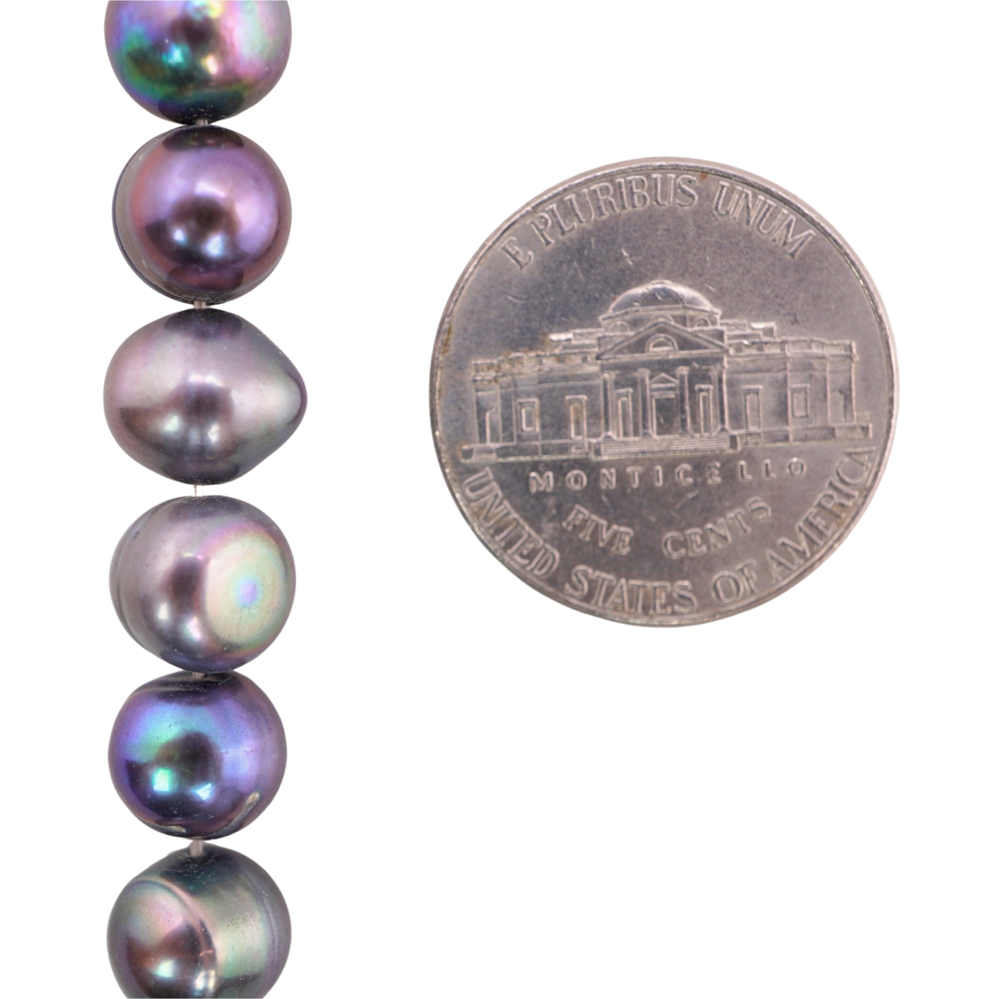 Peacock Navy Blue Ringed Freshwater Pearls Beads