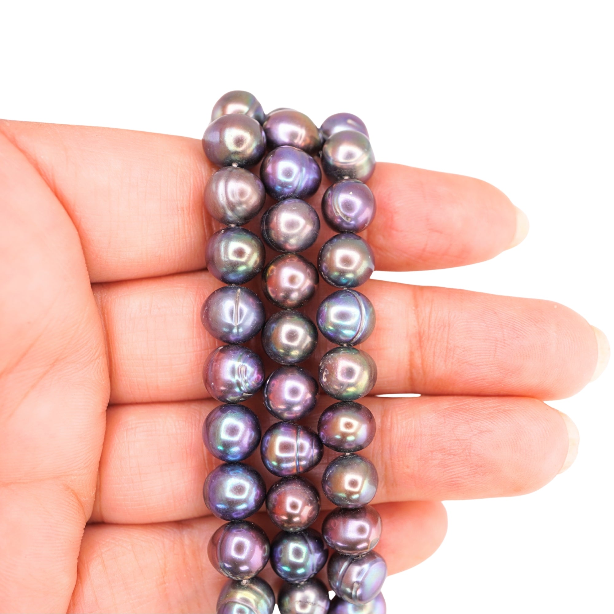 8 -7 MM Peacock Navy Blue Ringed Freshwater Pearls Beads